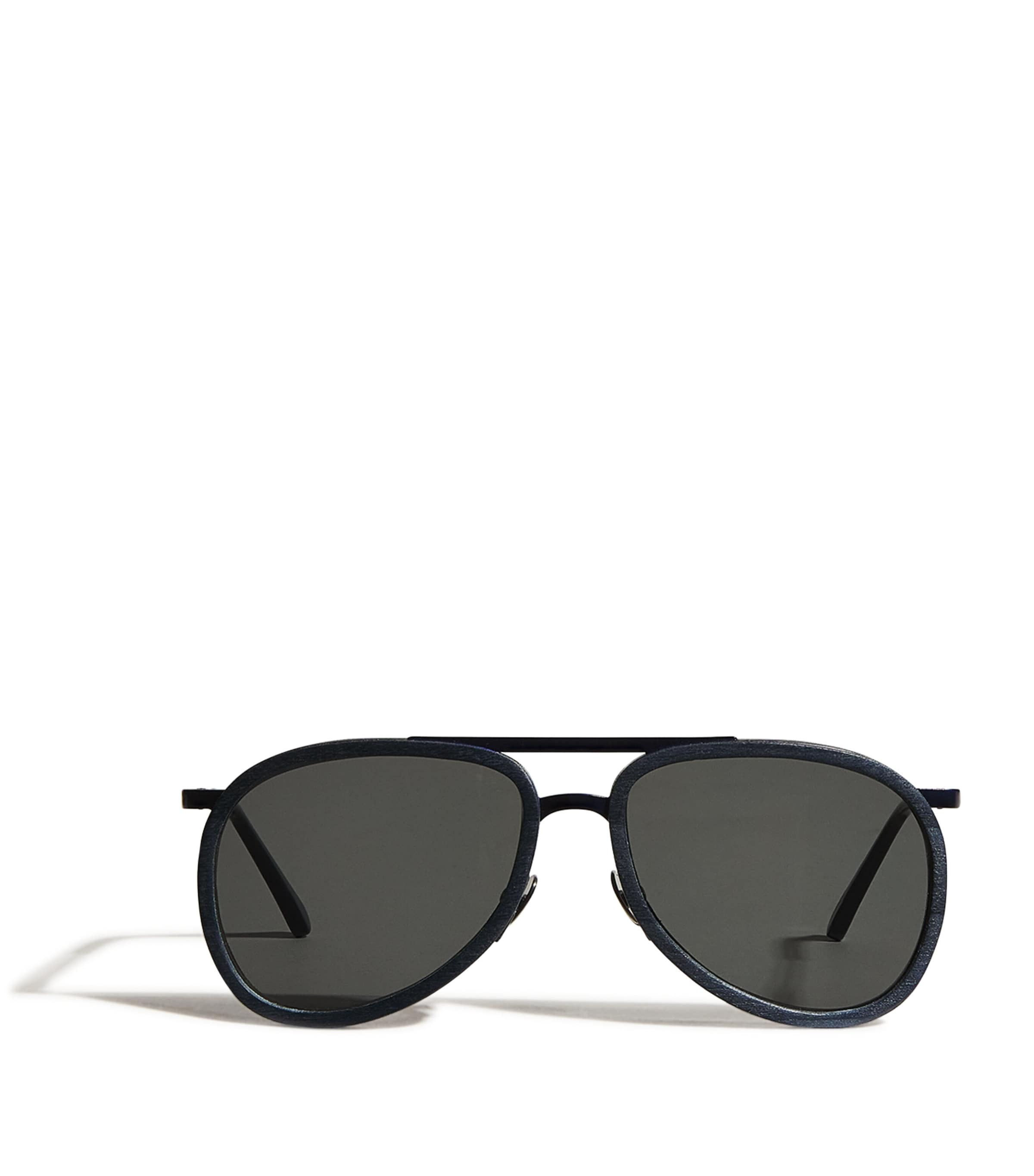 Vilebrequin X Shelter Wood Frame Sunglasses In Navy