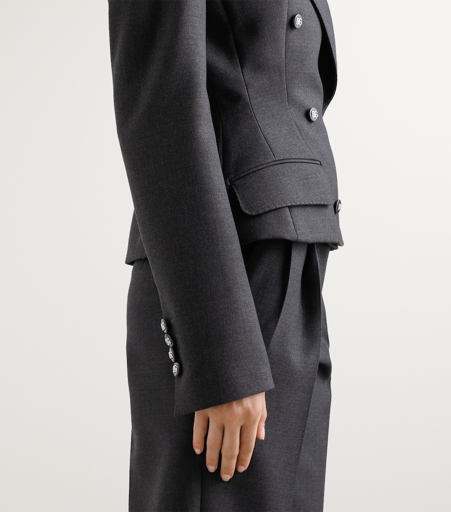 Virgin Wool Fitted Blazer S8290-MELANGE GREY Image 4