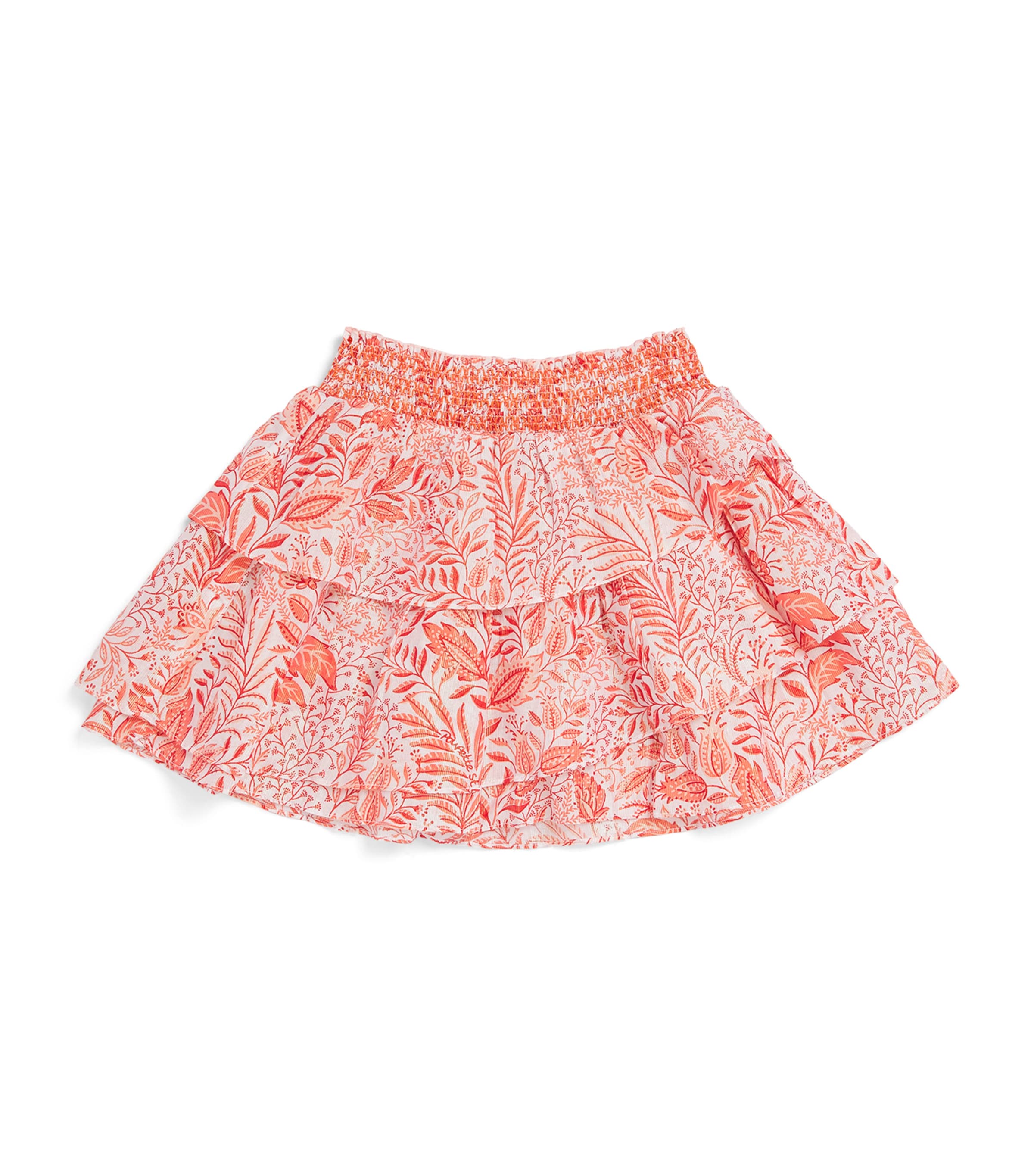 Poupette St Barth Kids Cotton-Blend Ruffle Lila Skirt (4-12 Years) Orange Palmarosa Image 1