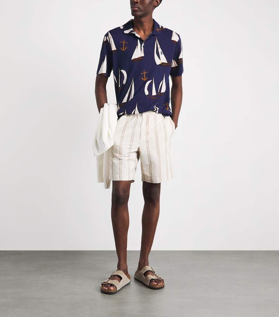 Polo Ralph Lauren Mens Linen-Cotton Sailboat Polo Shirt Nautical Traverse Image 2