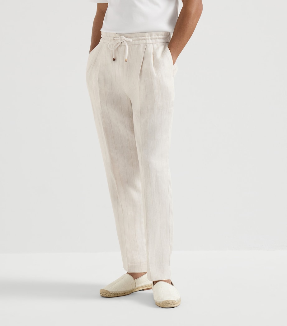 Brunello Cucinelli Mens Linen Drawstring Trousers Image 3