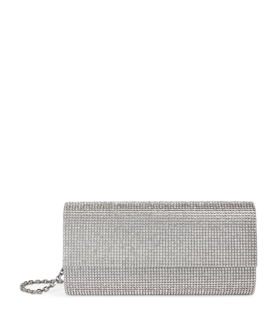 Satin Crystal-Embellished Perry Clutch Bag SRHIN-SILVER RHINE Image 1