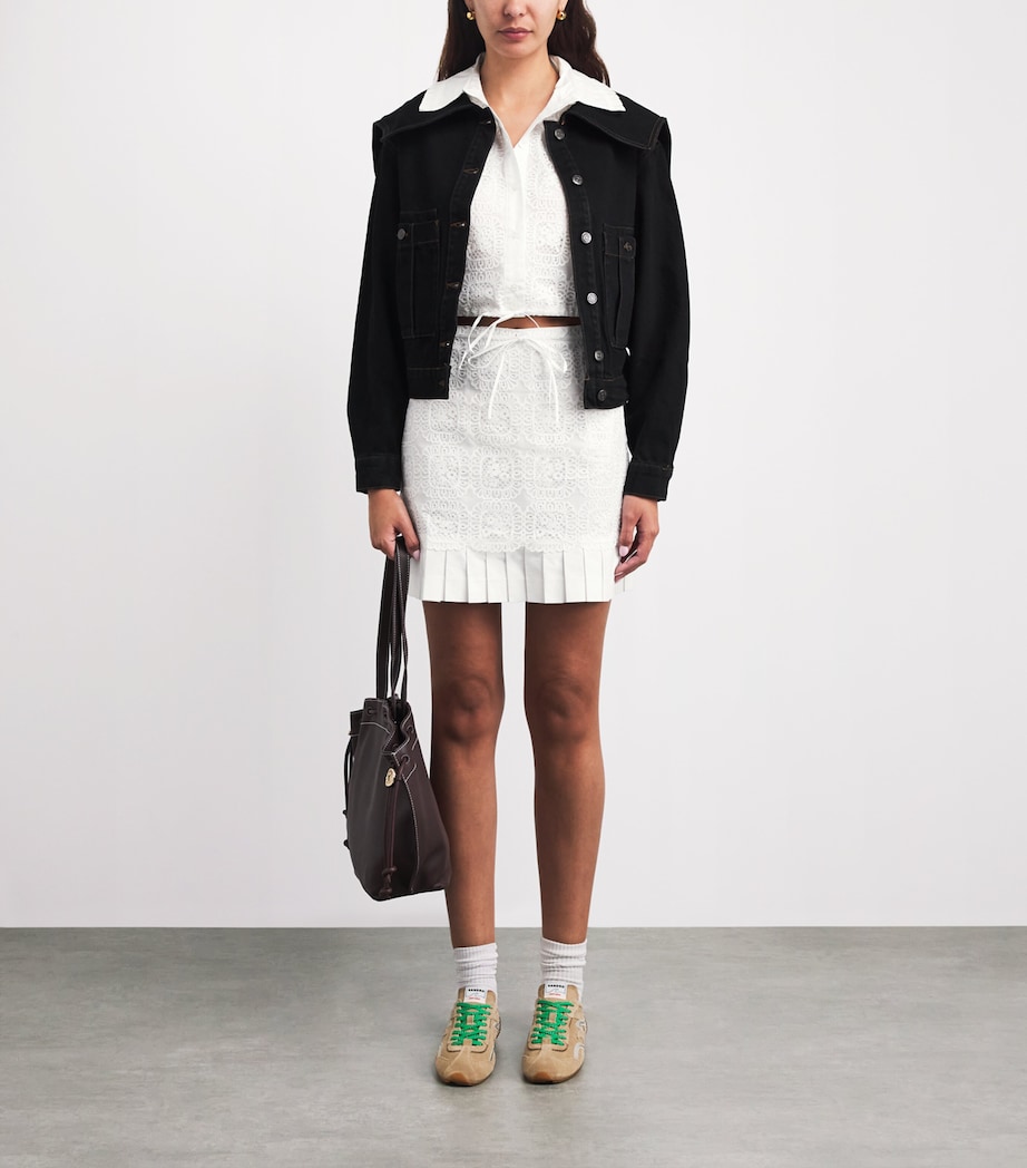 Claudie Pierlot Womens Lace Pleated Mini Skirt White Image 2