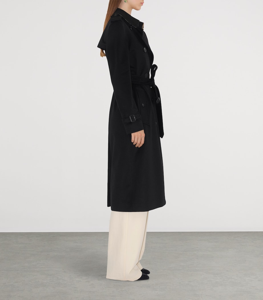 Cashmere Long Kensington Heritage Trench Coat BLACK Image 4