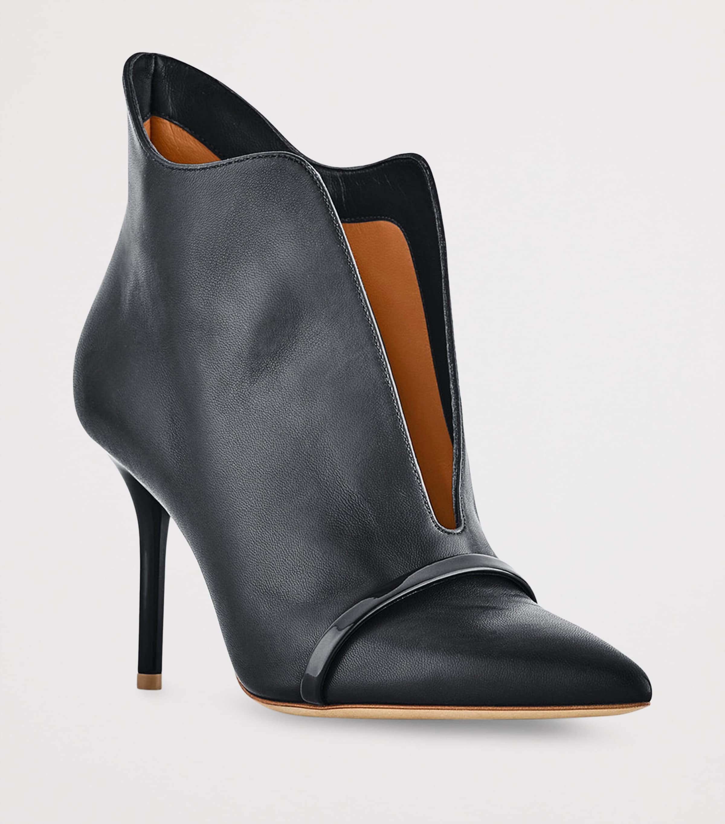 Leather Cora Heeled Ankle Boots 85 BLACK Image 3