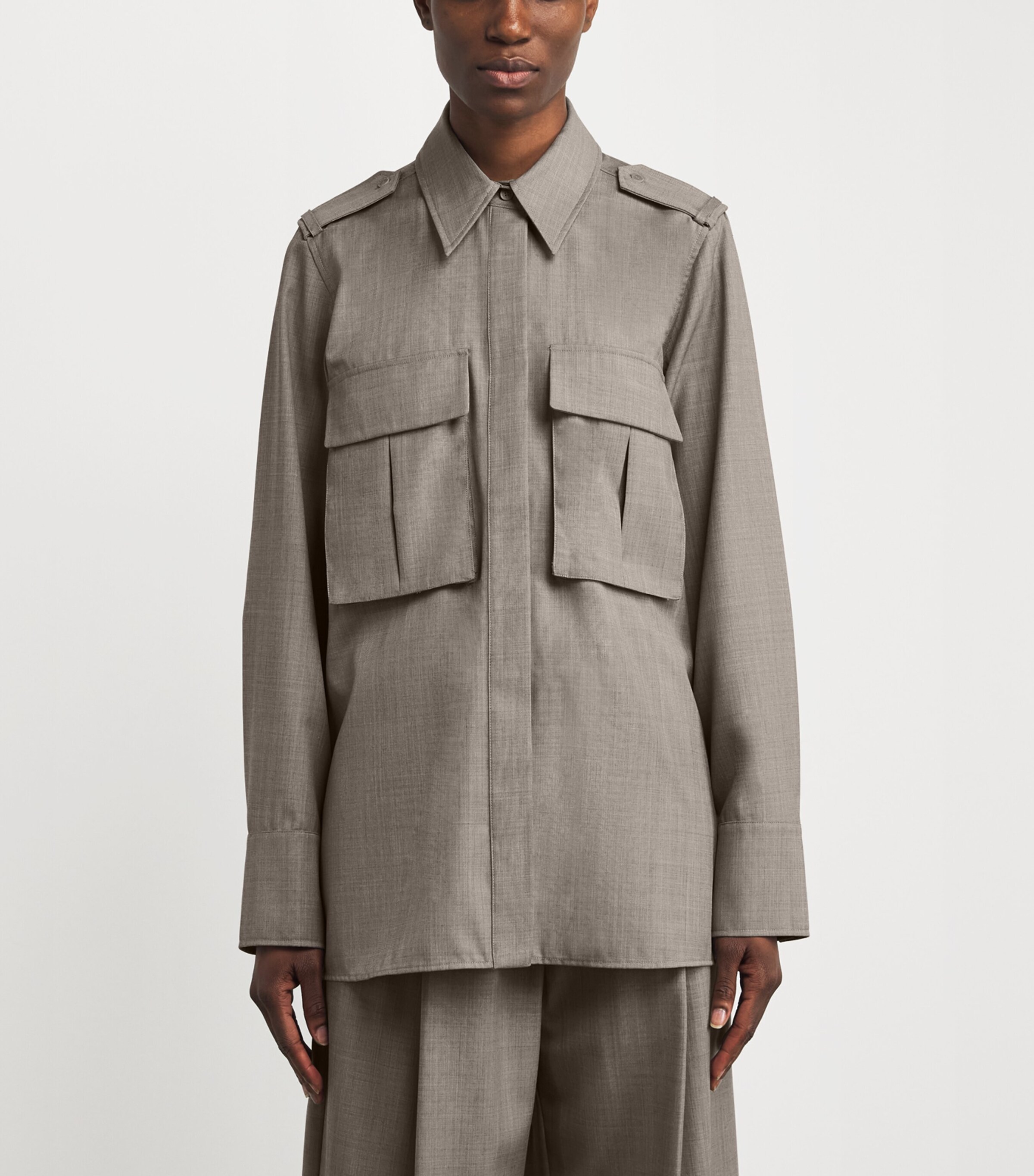 Wool-Blend Drew Shirt M00 MOTTLED STONE Image 3