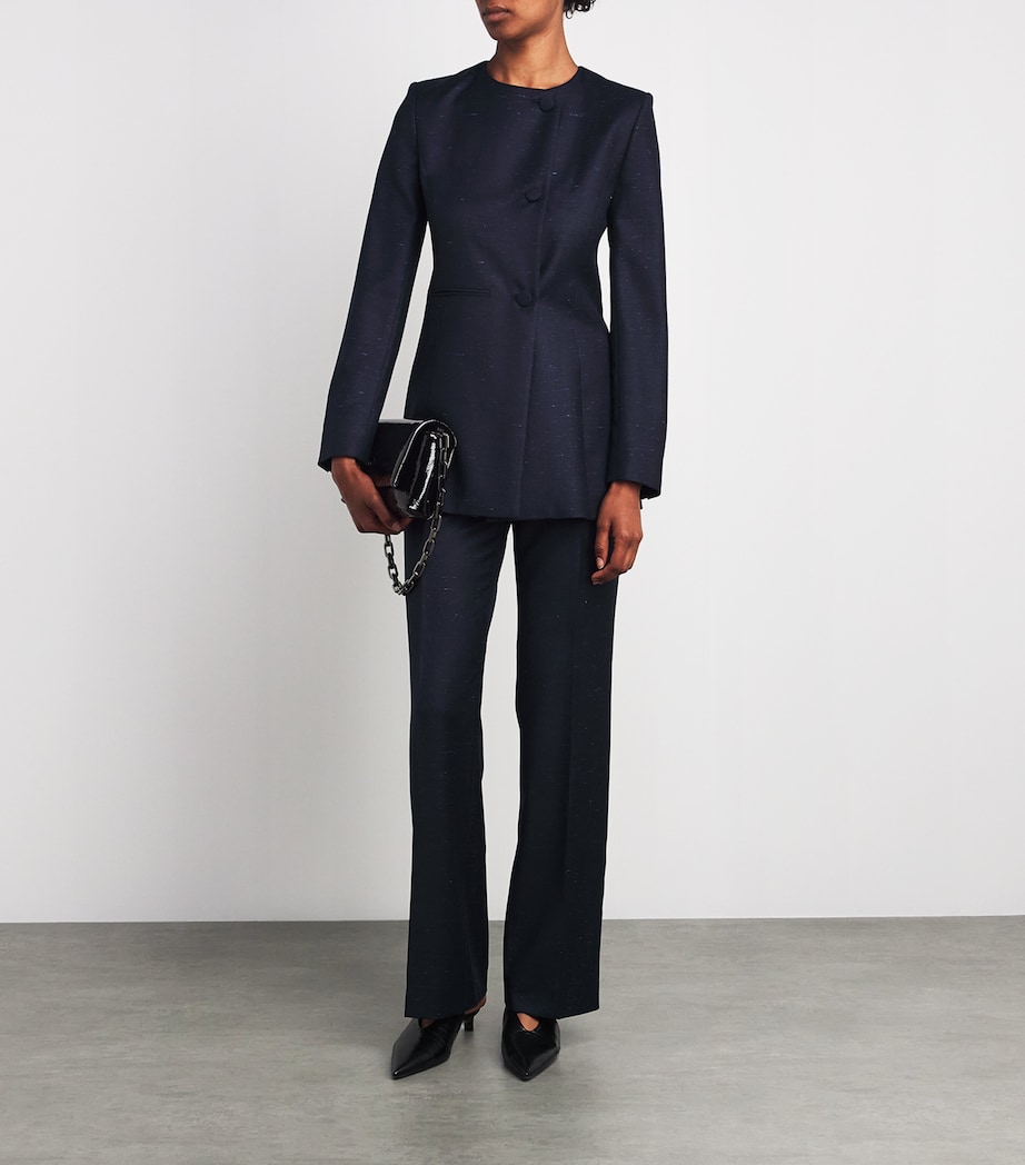 Wool-Blend Blazer DRK NAVY W LGHT BLUE Image 2