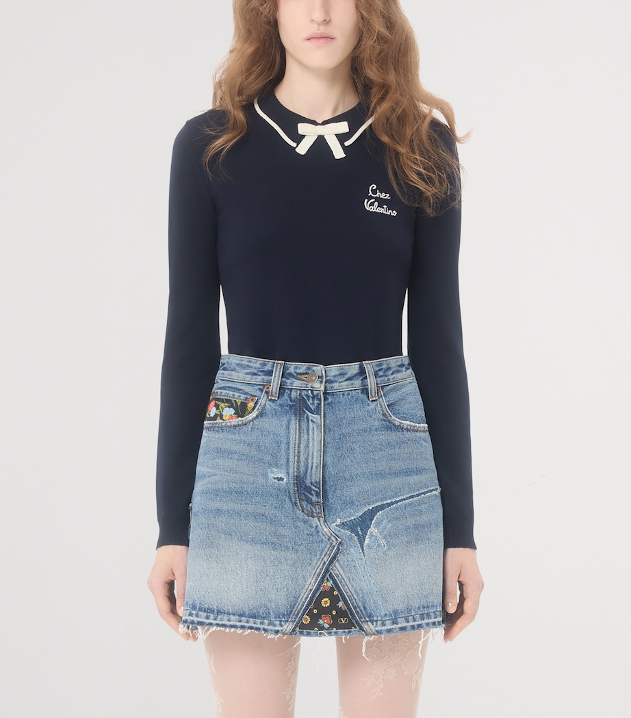 Valentino Womens Virgin Wool Chez Valentino Sweater Image 2