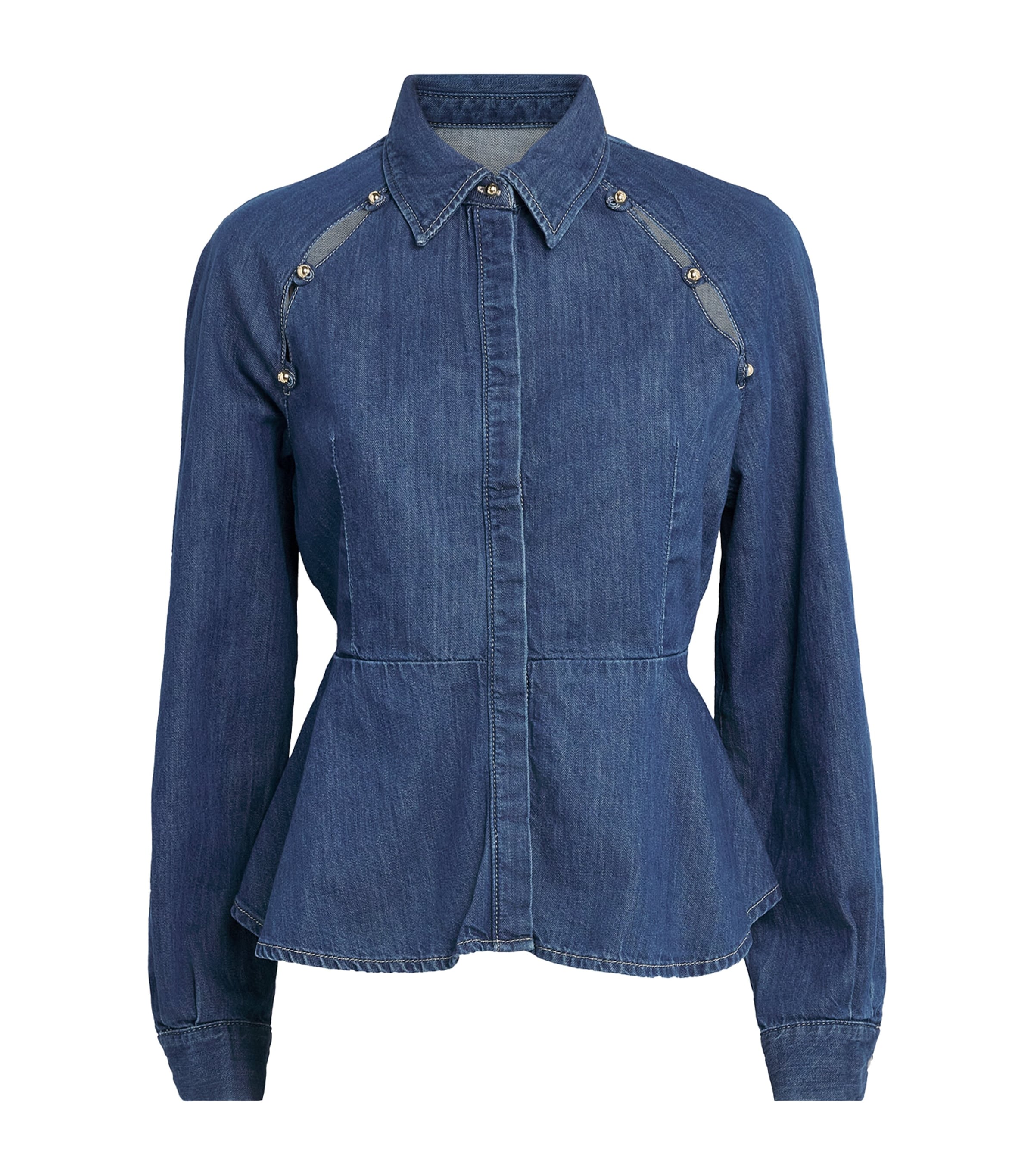 Claudie Pierlot Womens Peplum Denim Shirt Blue Denim Image 1