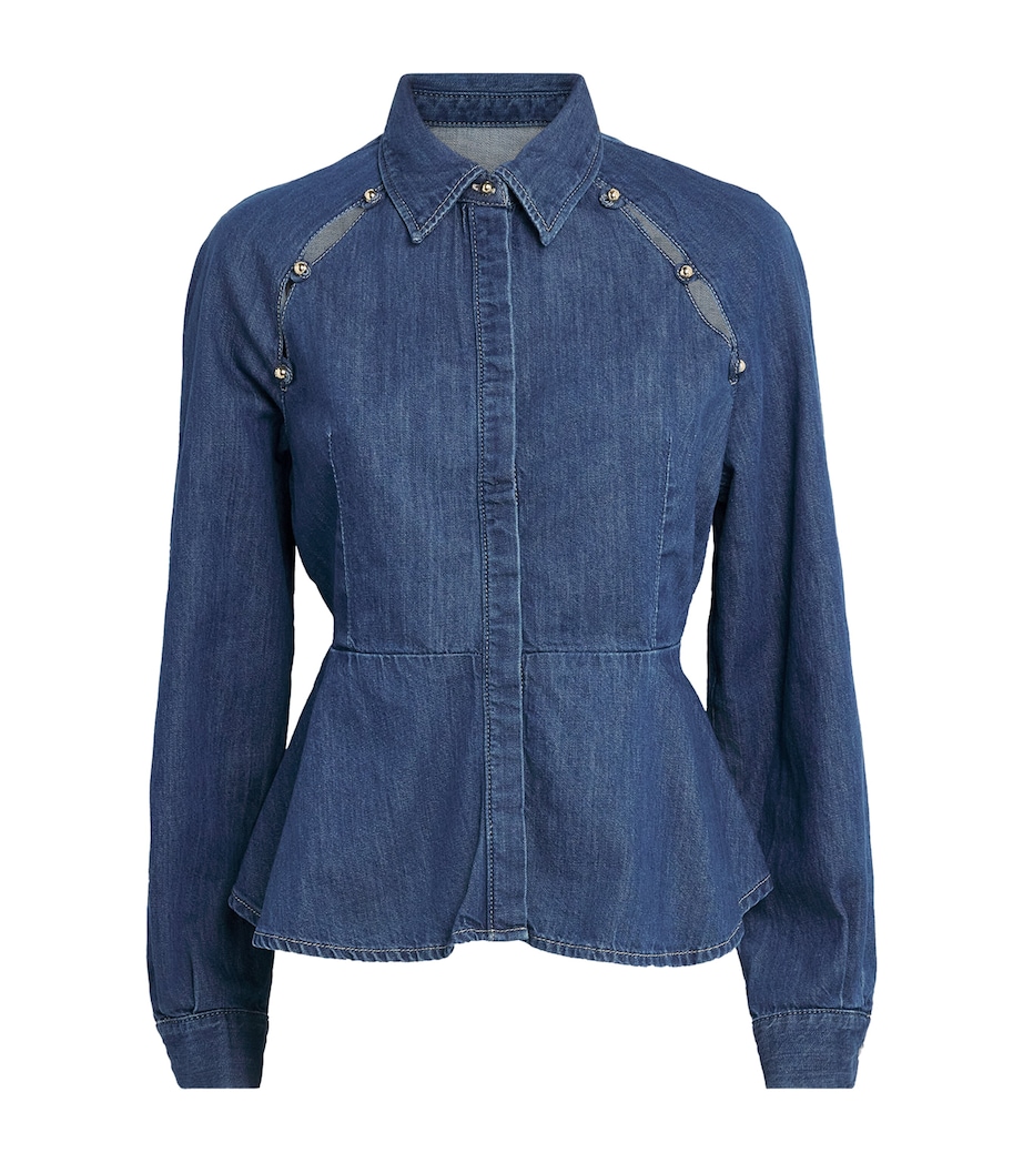 Claudie Pierlot Womens Peplum Denim Shirt Blue Denim Image 1
