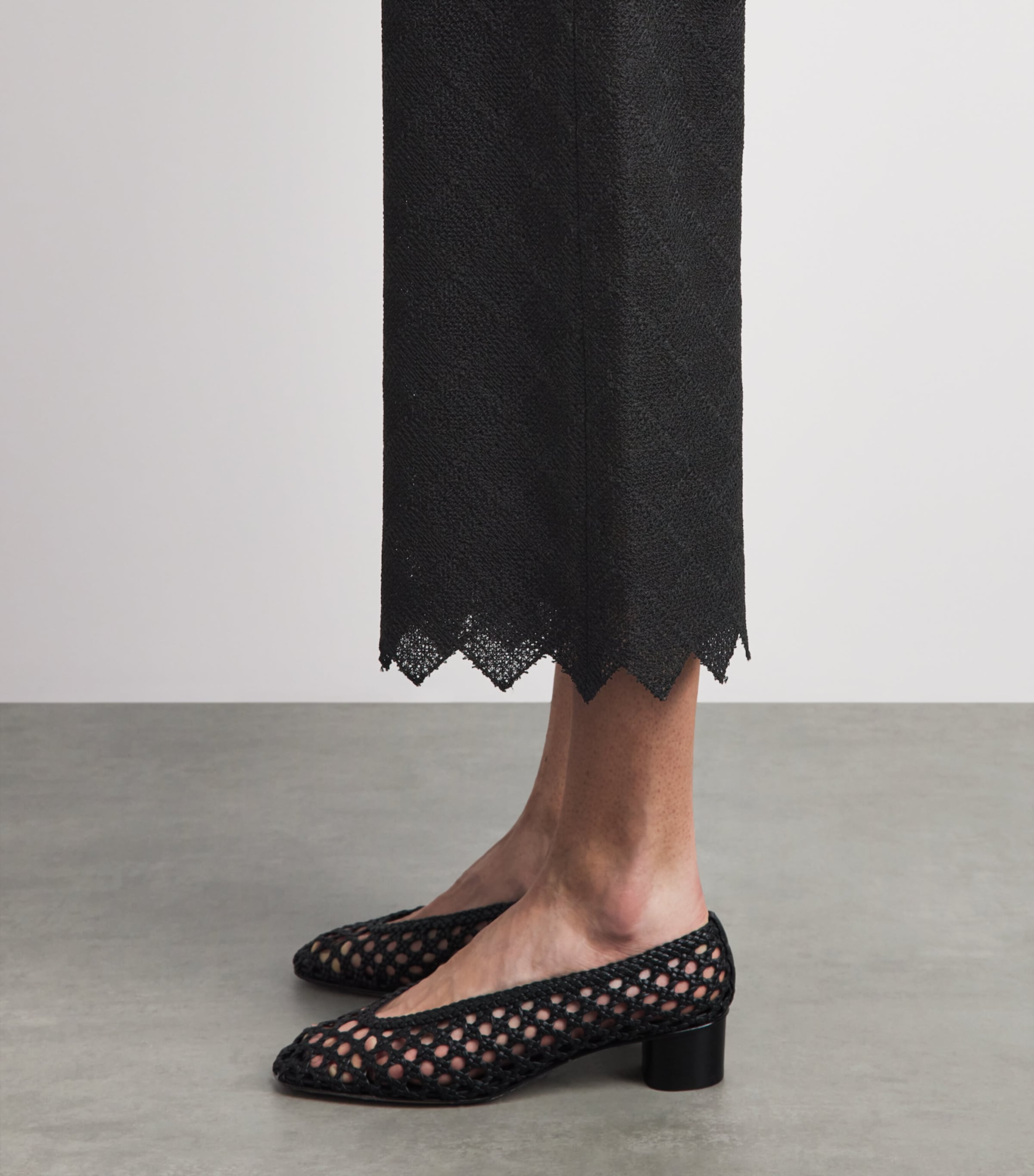 Liberowe Womens Lace-Trim Amanda Wide-Leg Trousers Black Image 3