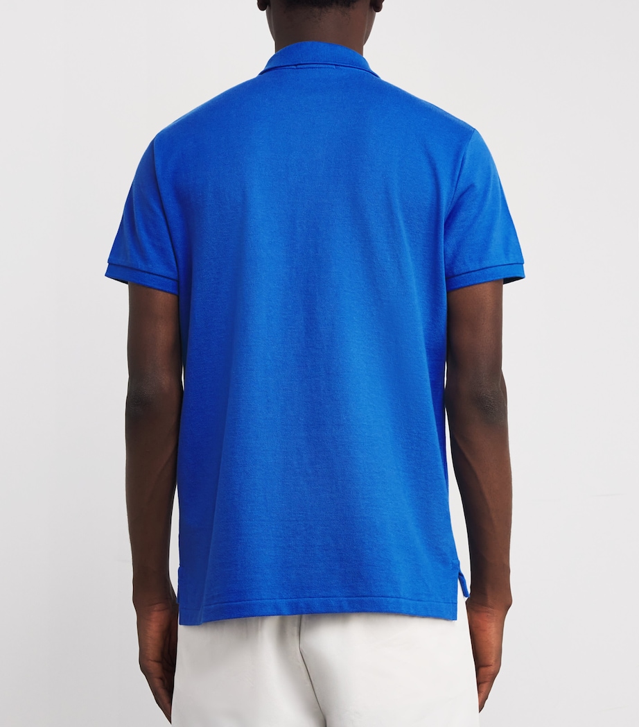 Polo Ralph Lauren Mens Cotton Mesh Custom-Fit Polo Shirt New Iris Blue Image 4
