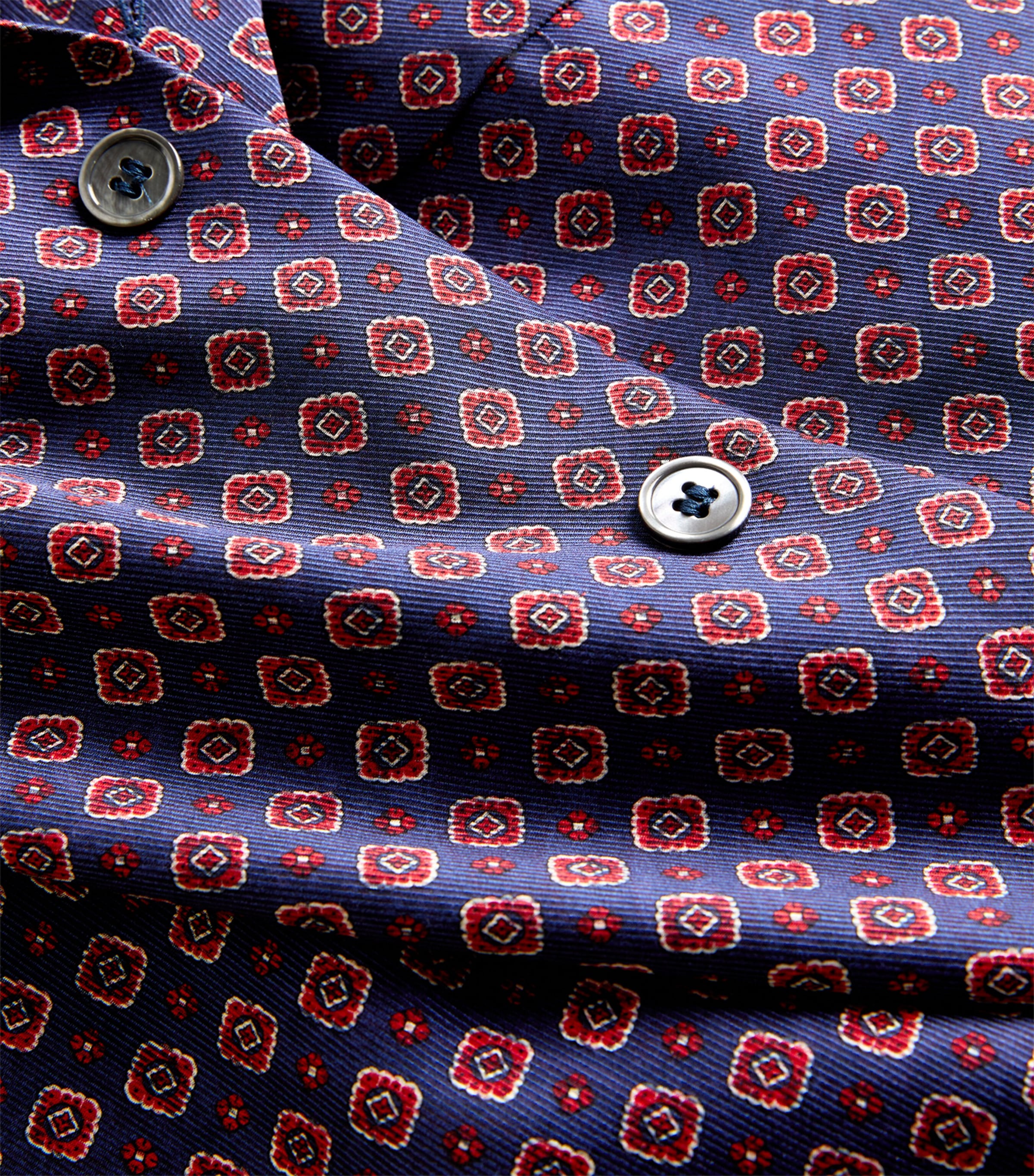 Silk Geometric Print Pyjama Set NAVY/RED Image 5