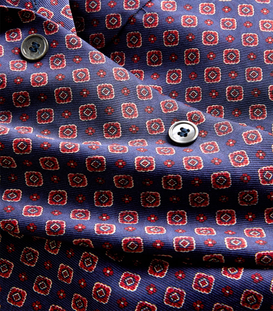 Silk Geometric Print Pyjama Set NAVY/RED Image 5