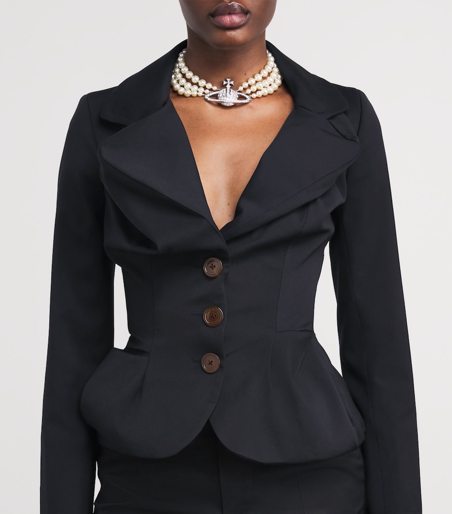 Virgin Wool Asymmetric Drunken Jacket K401 NAVY Image 6