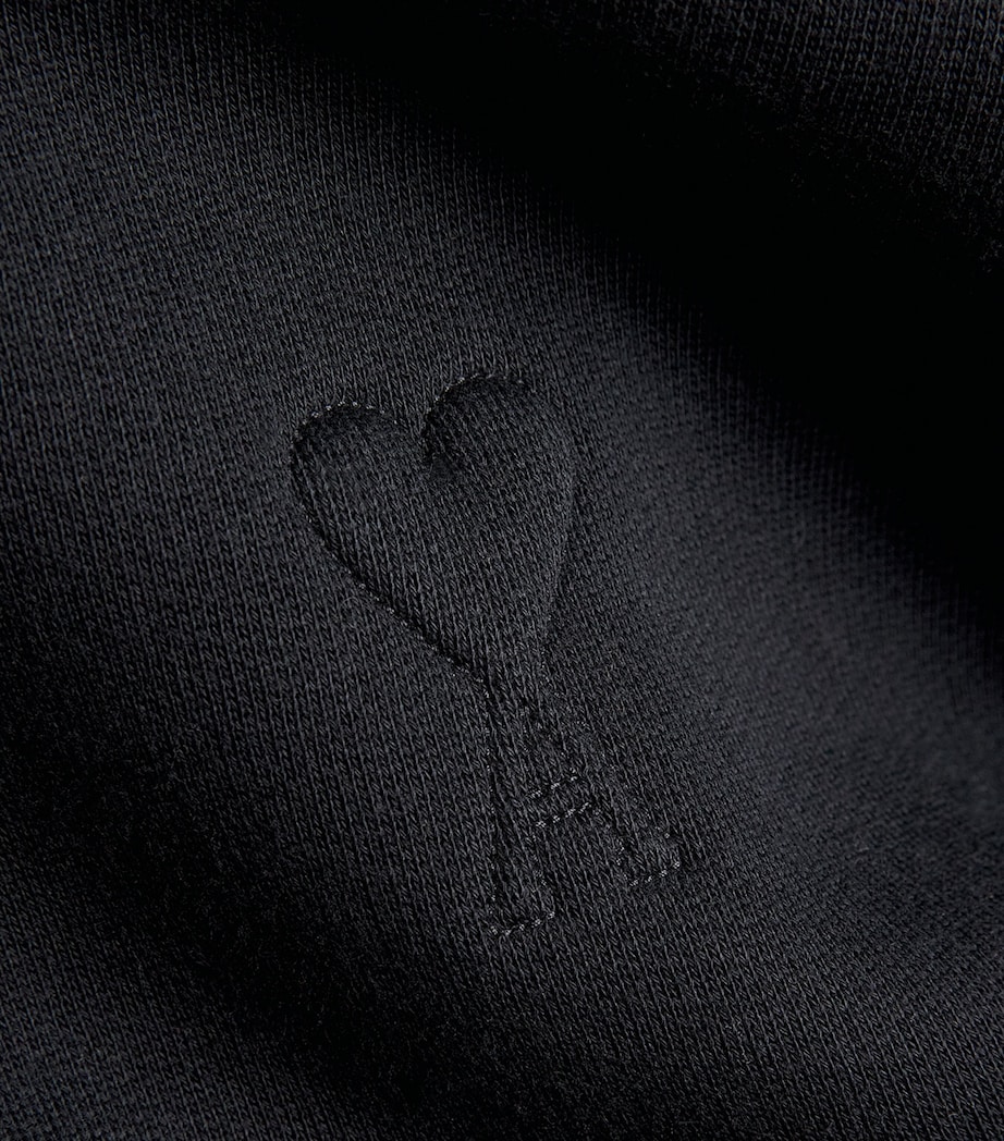 AMI Paris Womens Cotton Embossed Ami de Coeur Hoodie Noir Image 6