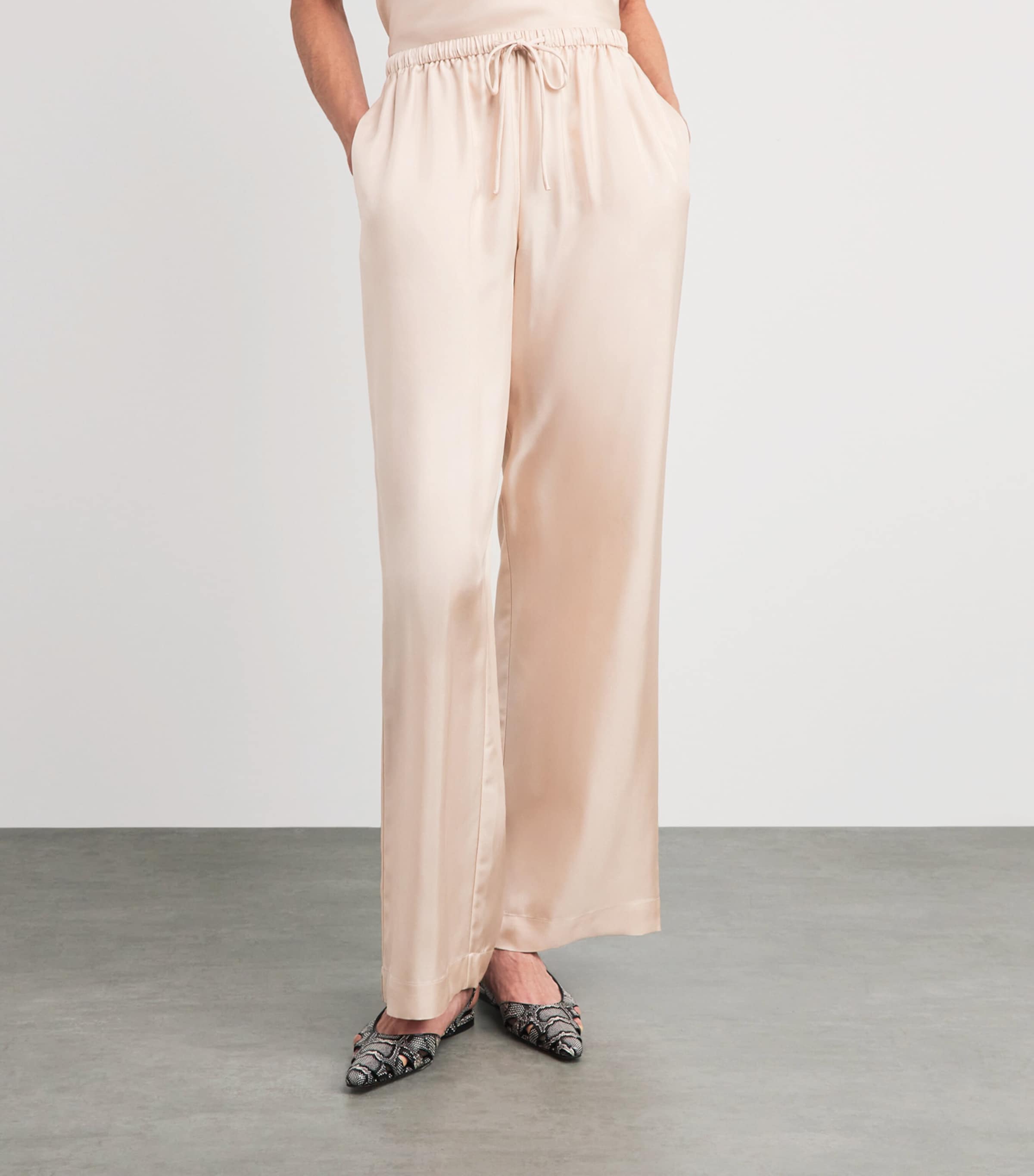 Róhe Womens Silk Relaxed Straight Trousers Rose Image 4