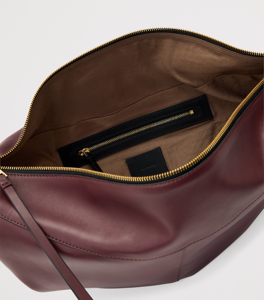 Leather Luna Shoulder Bag DARK RED Image 2