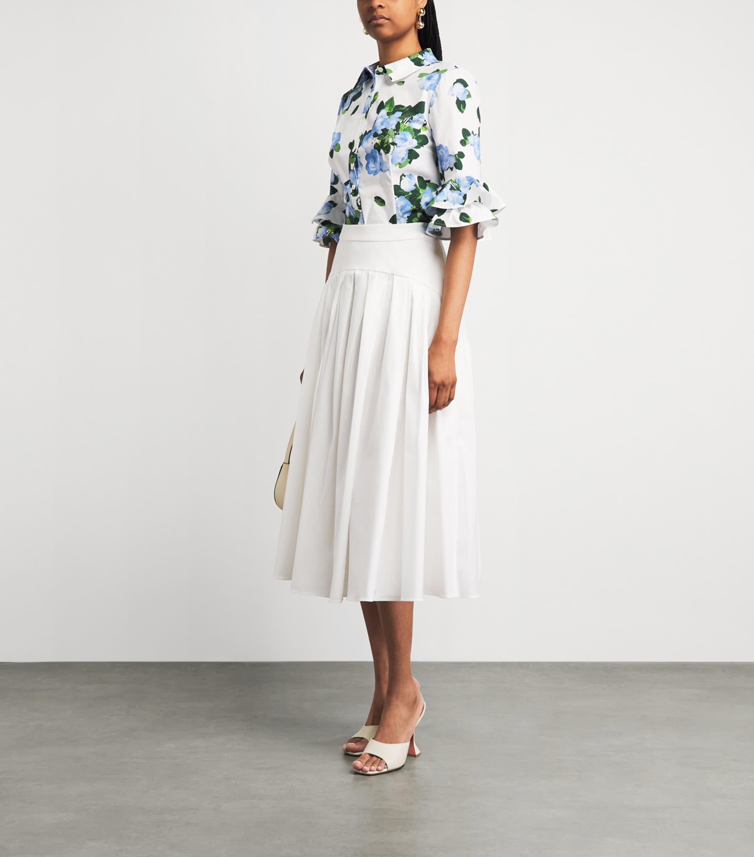 Carolina Herrera Womens Drop-Waist Midi Skirt White Image 2