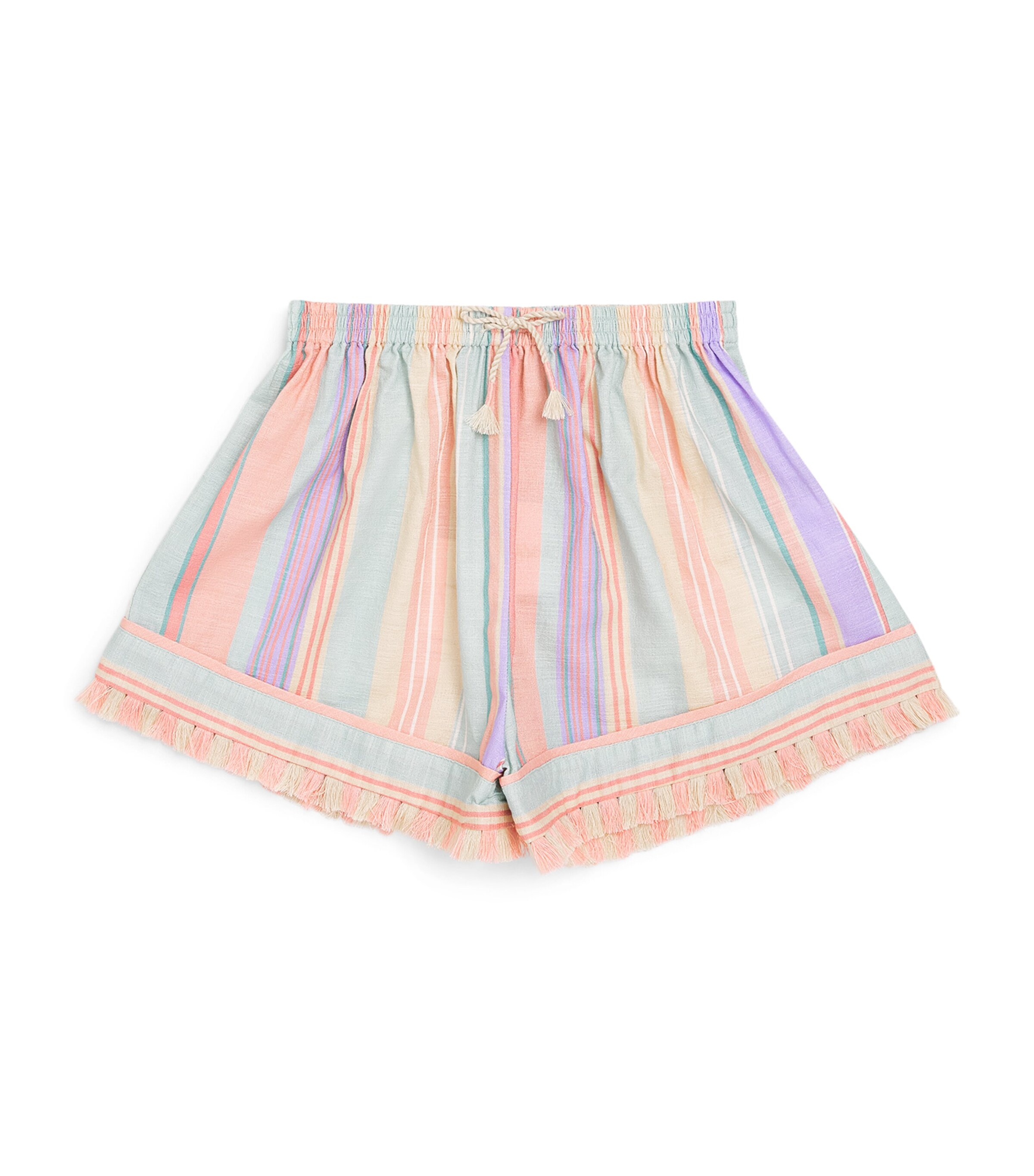 Zimmermann Cotton Fringed Cascadian Shorts In Multi