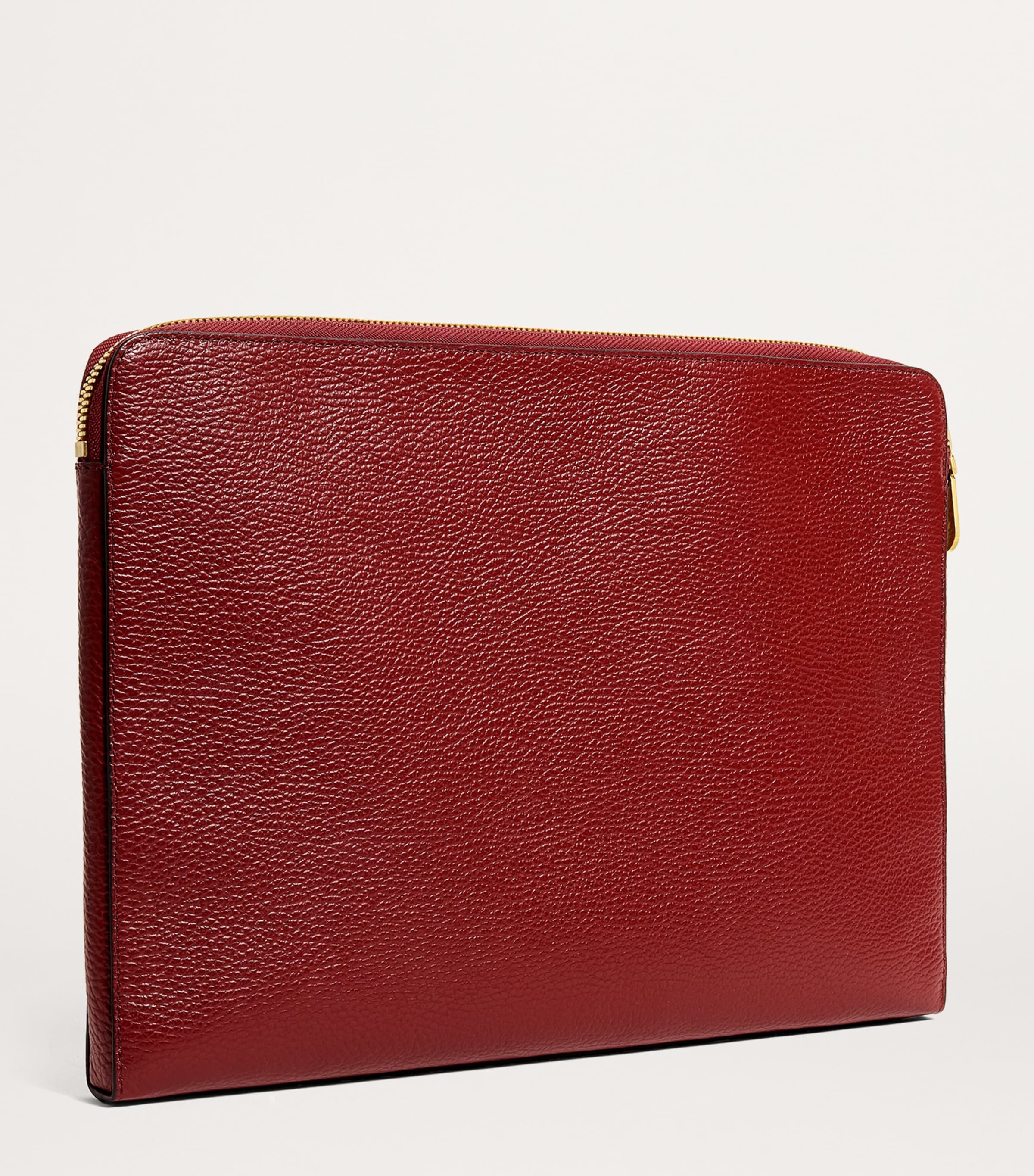 Large Pebbled Leather Pouch BURGUNDY Image 3