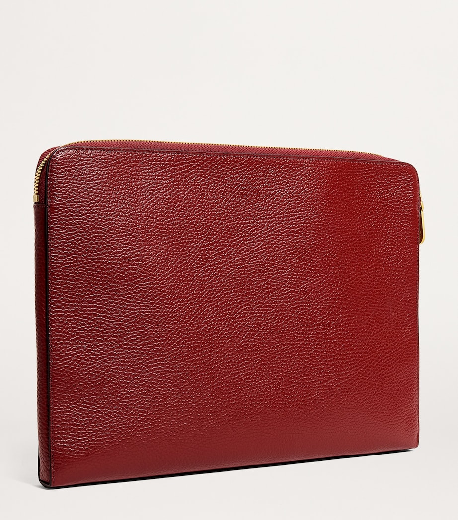 Large Pebbled Leather Pouch BURGUNDY Image 3