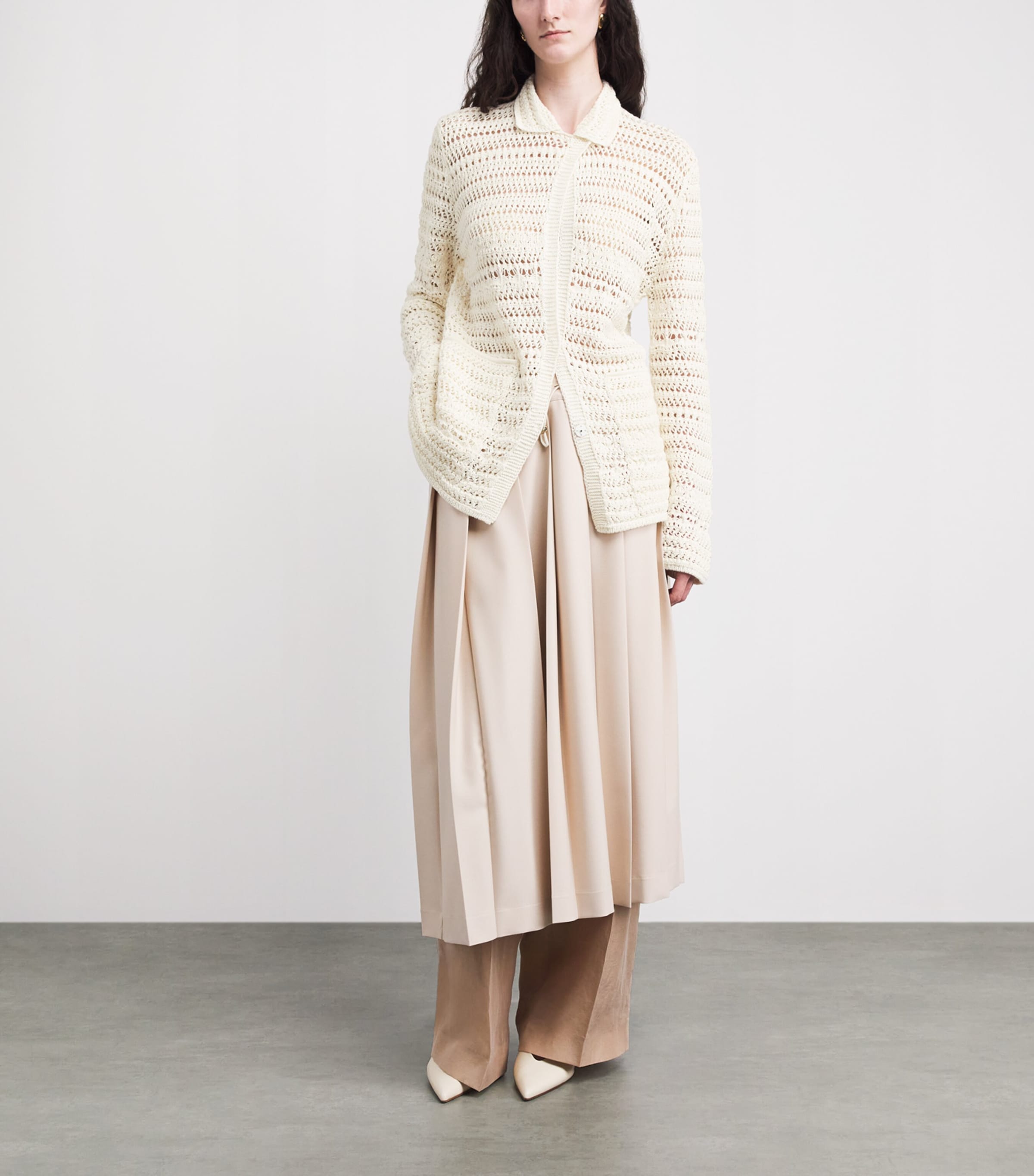 Fabiana Filippi Womens Cotton-Blend Cardigan Bianco Image 2
