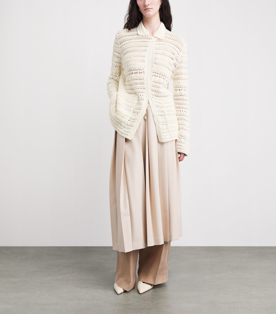 Fabiana Filippi Womens Cotton-Blend Cardigan Bianco Image 2