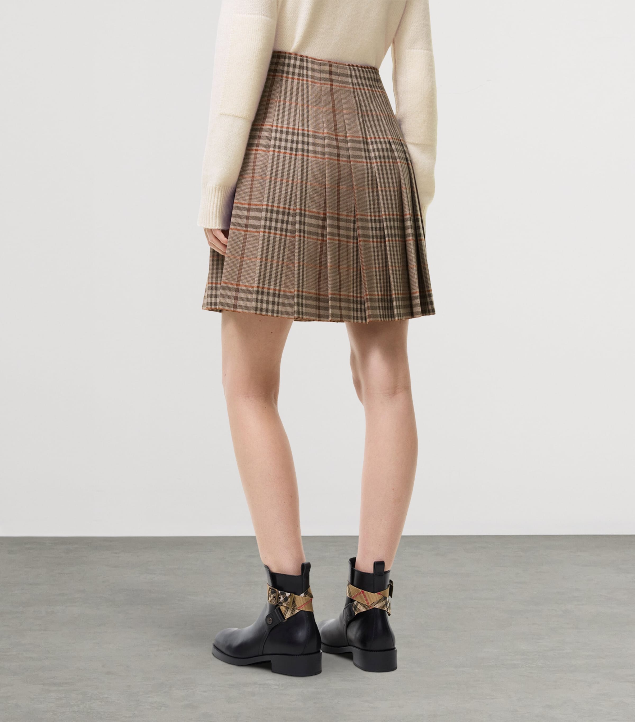 Burberry Womens Wool Check Mini Kilt Sandstone Bge Ip Chk Image 3
