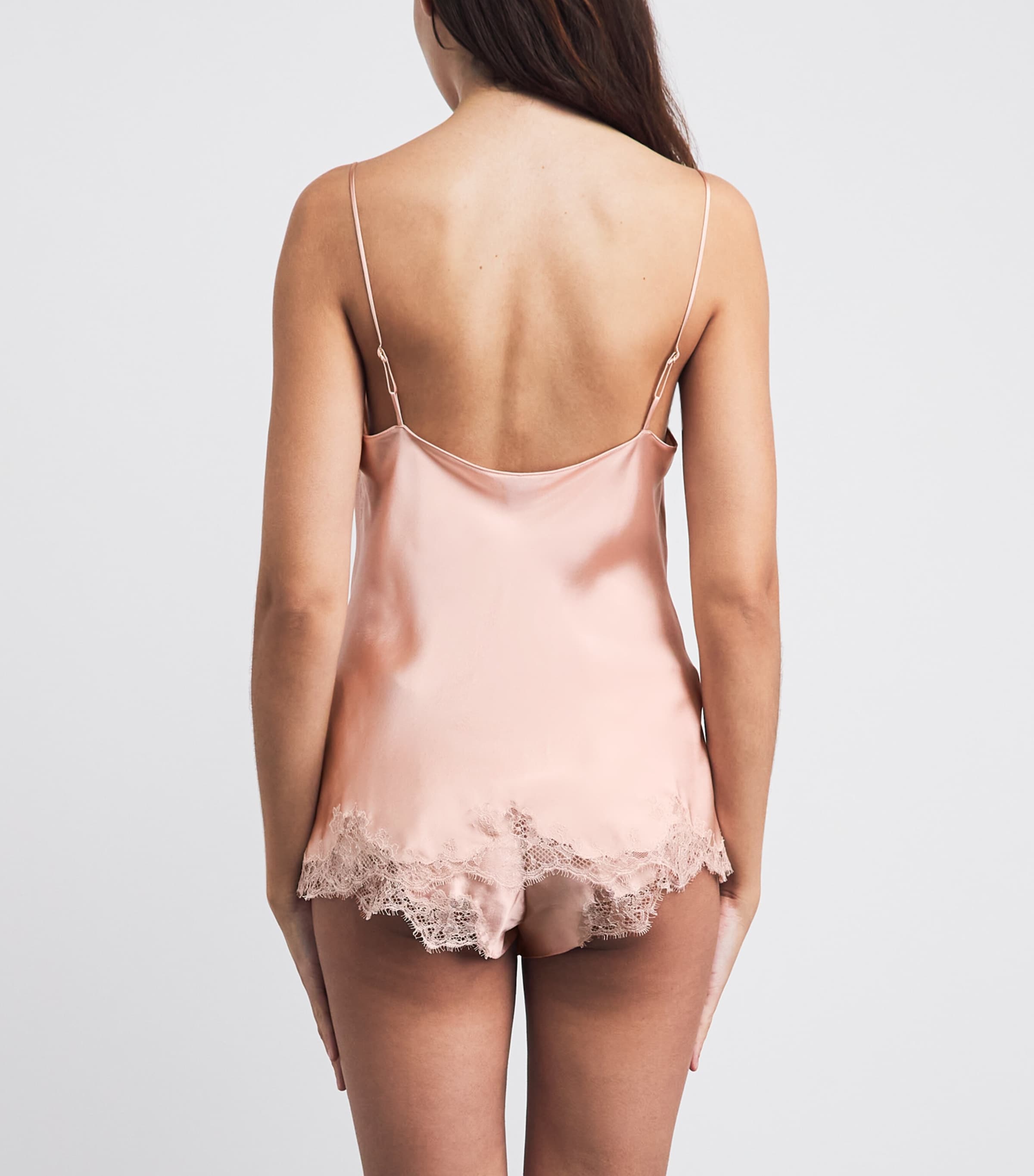 Carine Gilson Womens Silk Lace-Trim Louise Camisole Freesia / Rosa Image 4