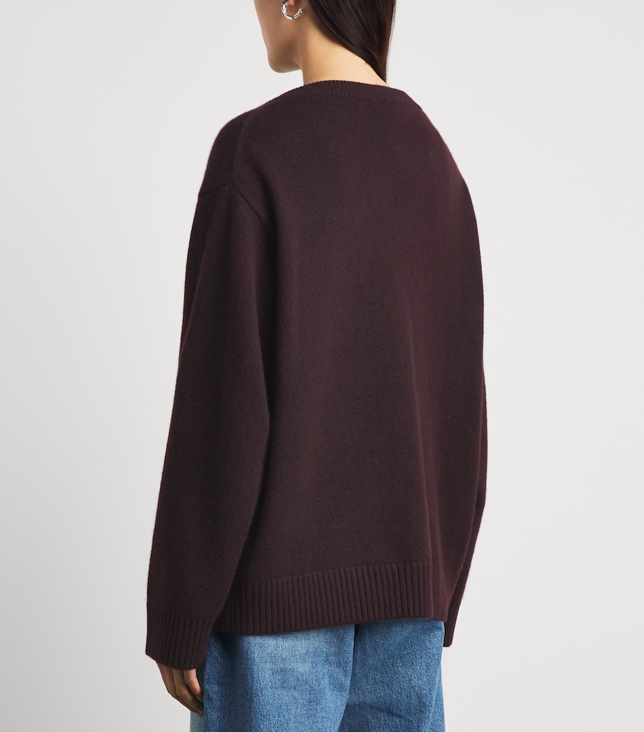 FRAME Womens Cashmere V-Neck Sweater Currant Image 5