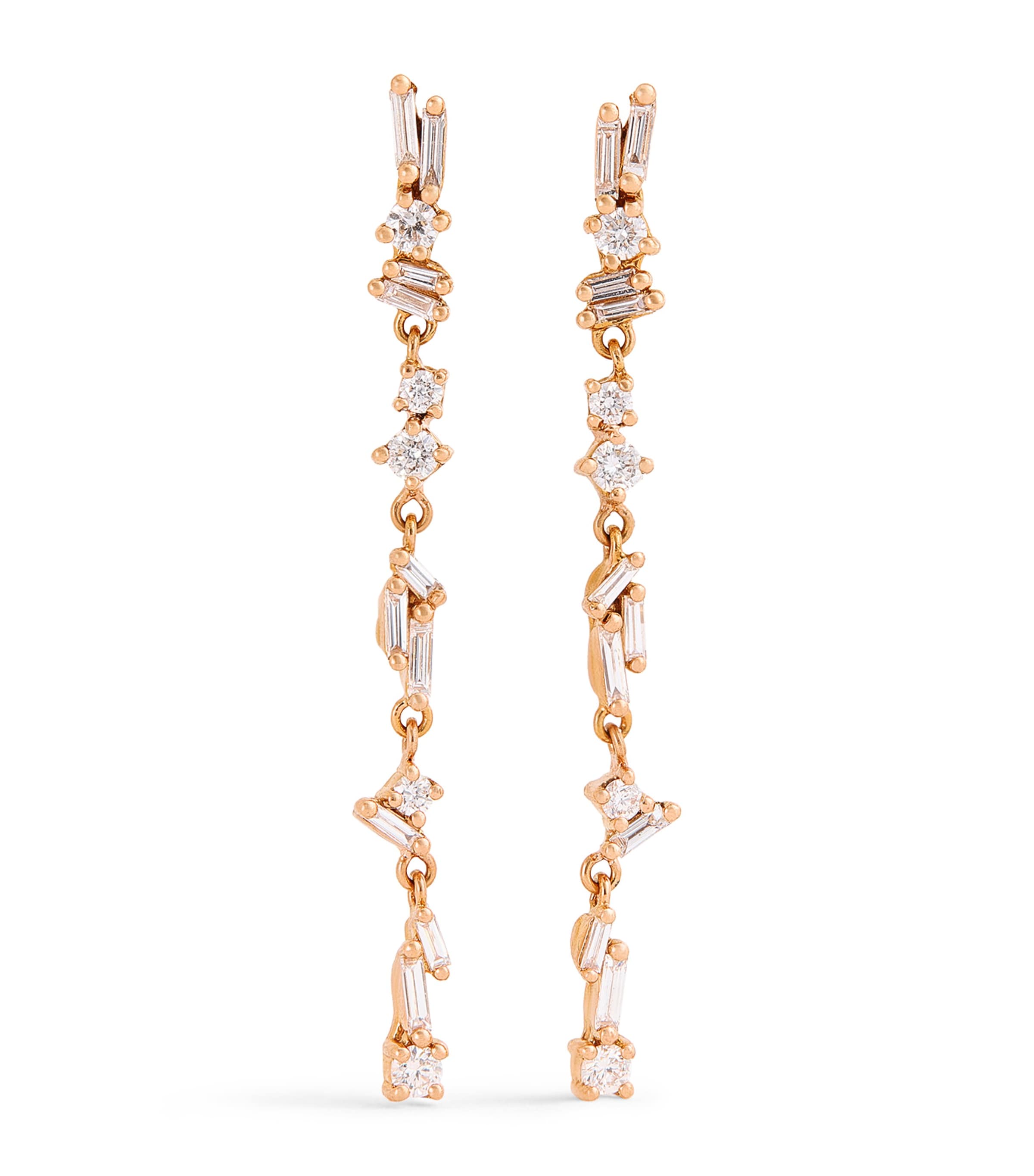 Suzanne Kalan Rose Gold And Diamond Classic Fireworks Sparkler Drop Earrings