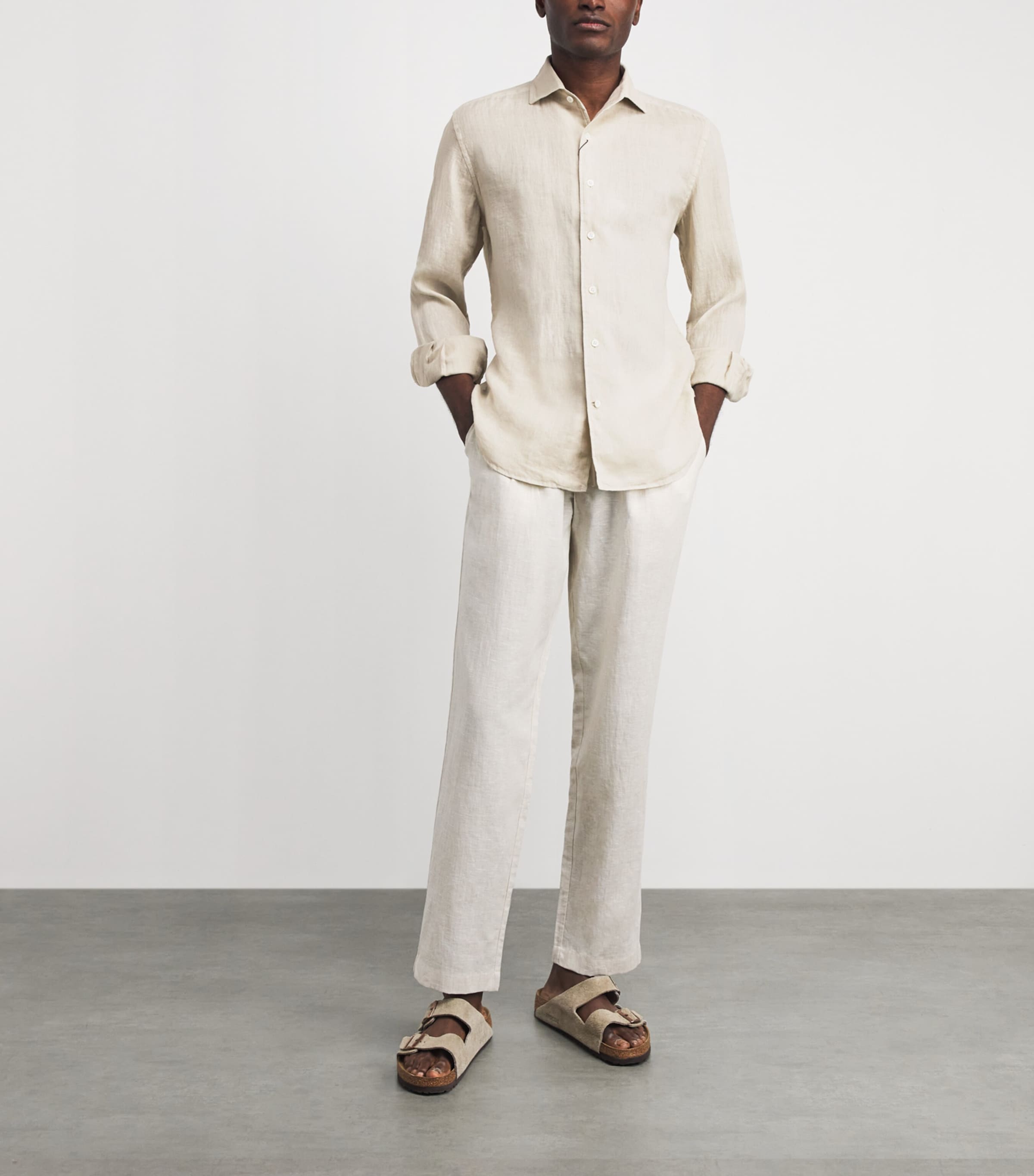 Corneliani Mens Linen Shirt Grey Piece Image 2