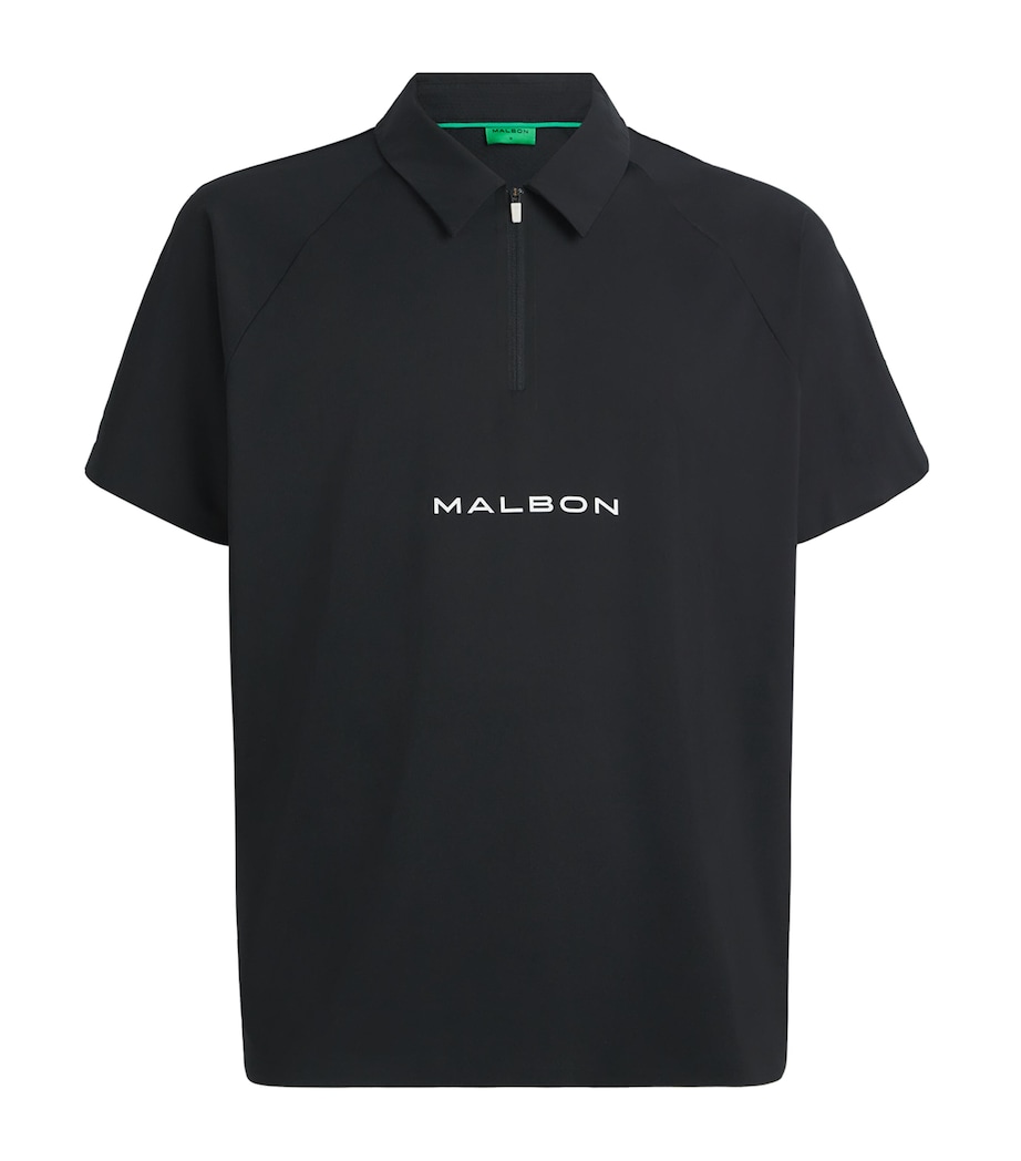 Malbon Mens Performance Zip Raglan Polo Shirt Black Image 1