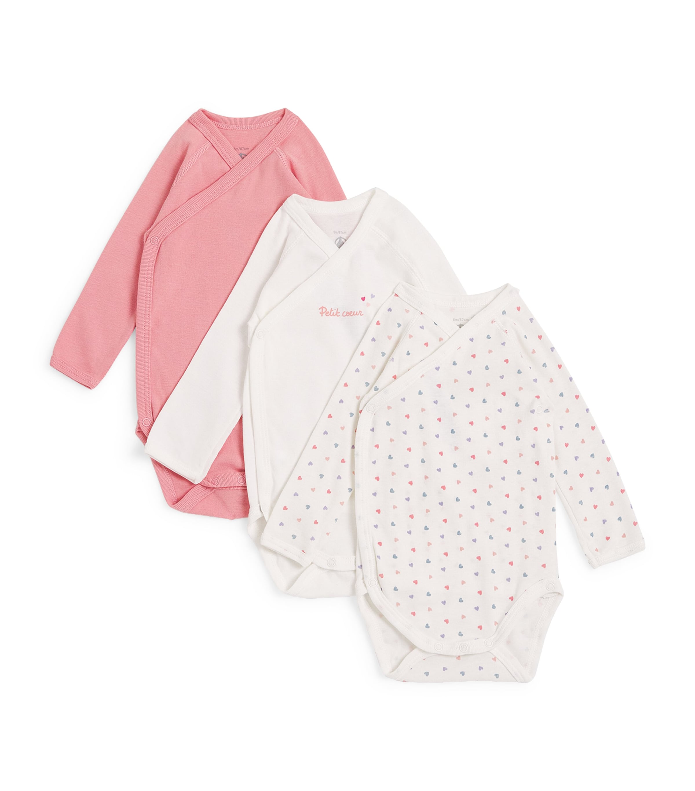 Petit Bateau Set Of 3 Organic Cotton Bodysuits In Multi