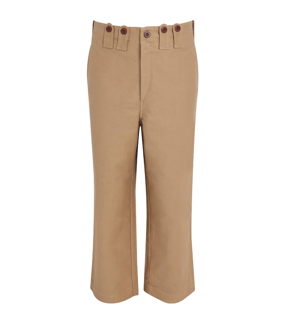 Cotton Wide-Leg Trousers BEIGE Image 1