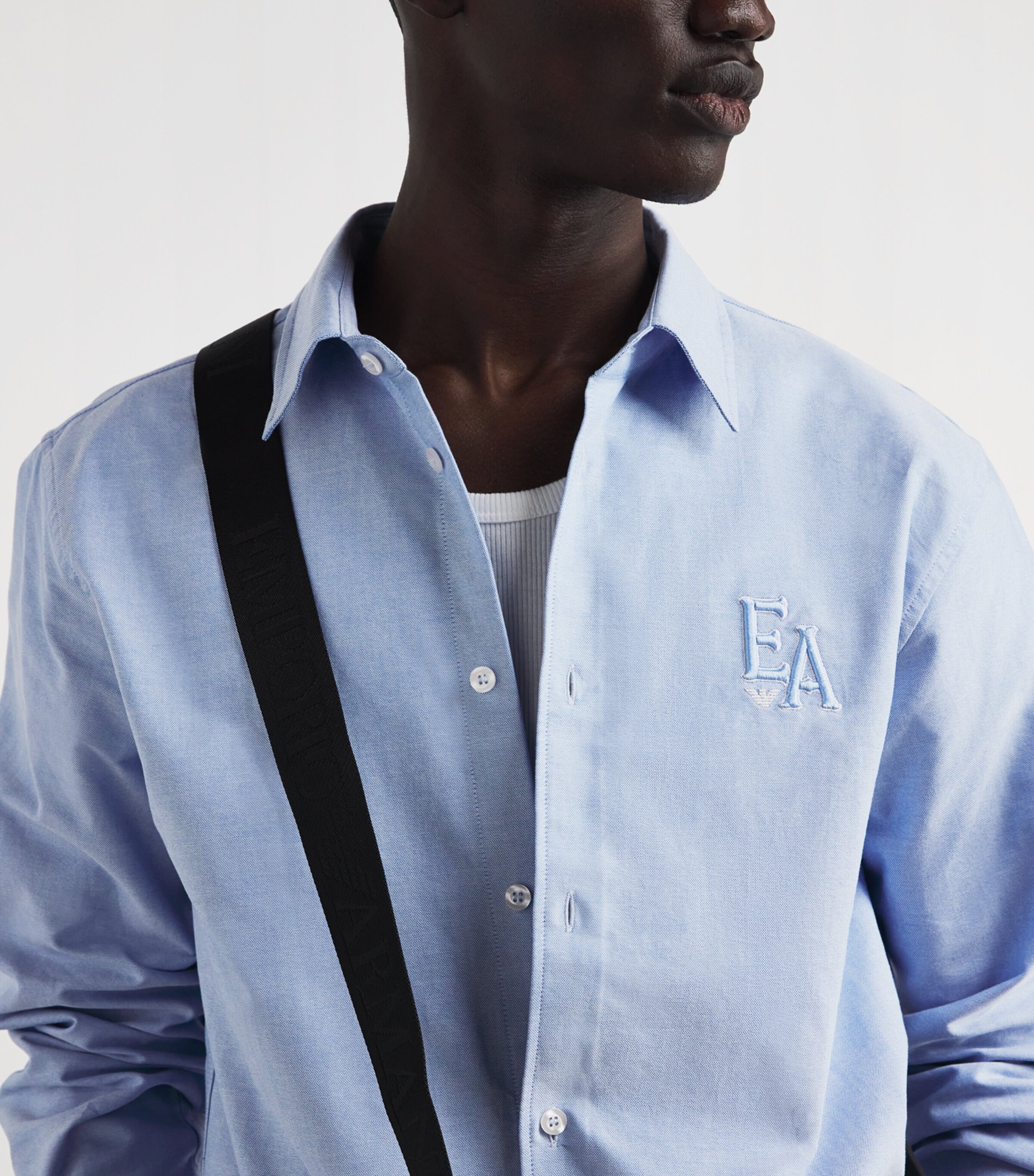 Emporio Armani Mens Cotton Logo Button-Up Shirt Image 3