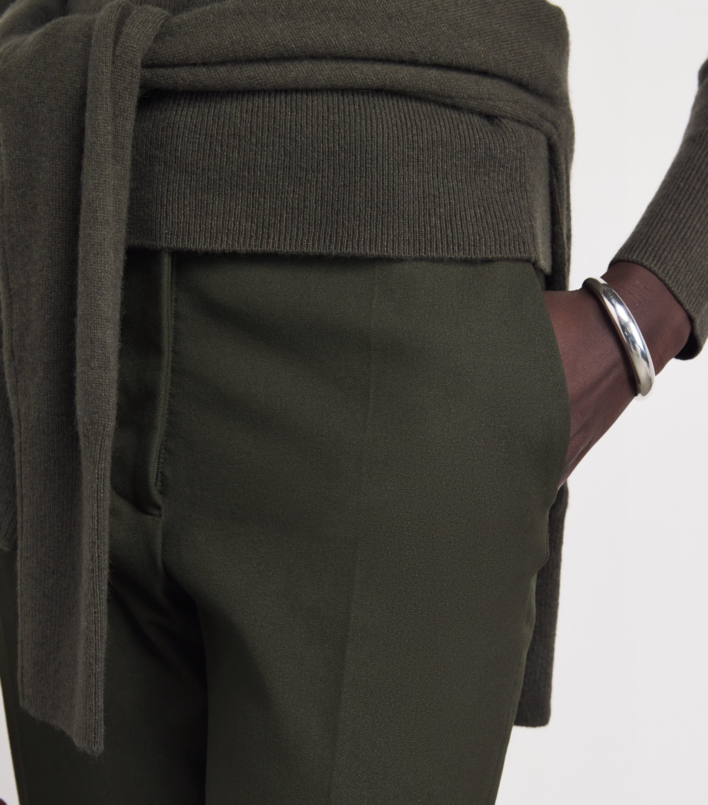 Joseph Womens Stretch-Gabardine Coleman Trousers Palm Leaf Image 6