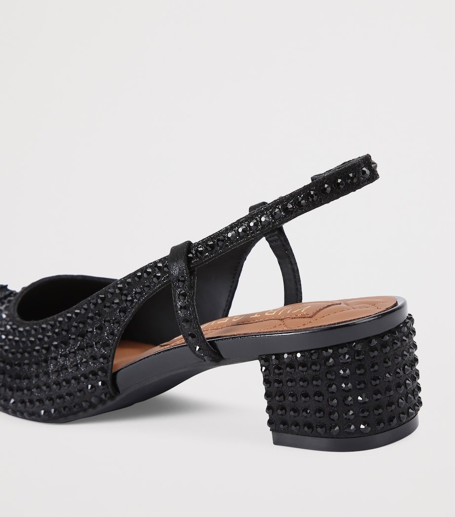 Leather Embellished Sloane Slingback Pumps 40 BLACK Image 2