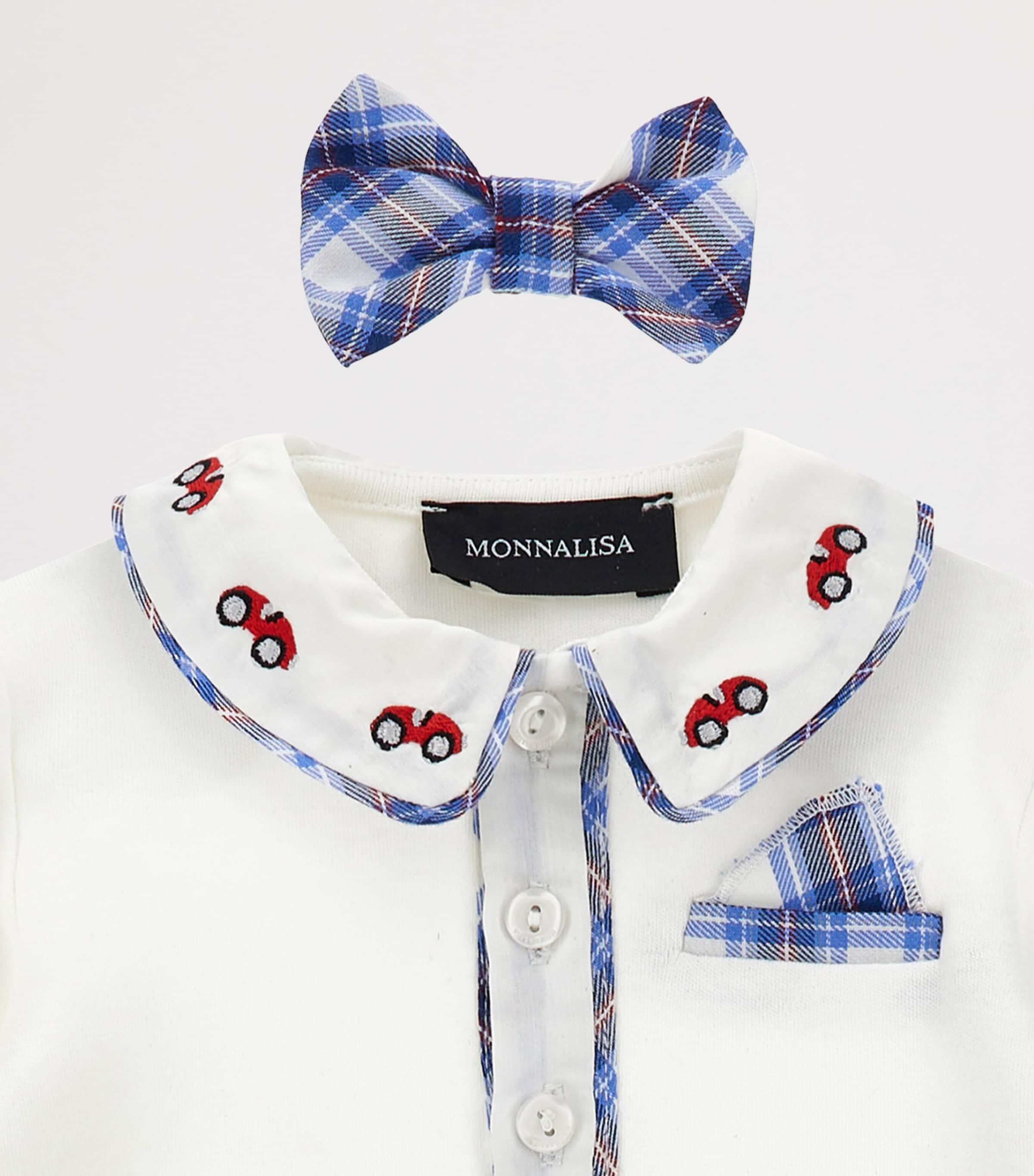 Cotton Polo Shirt, Trousers and Bow Tie Set (1-9 Months) PANNA+GRIGIO Image 3