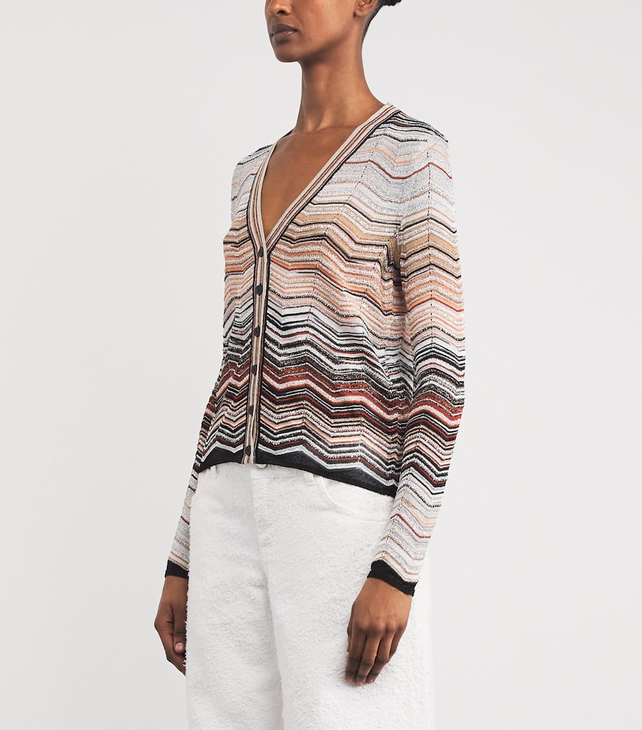 Embellished Zigzag Cardigan SM9ZV RED/BEIGE TONE Image 3