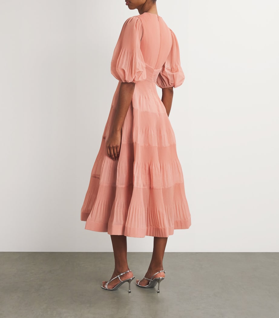 Zimmermann Pink Pleated Midi Dress | Harrods US Zimmermann Pink Pleated Midi Dress | Harrods US