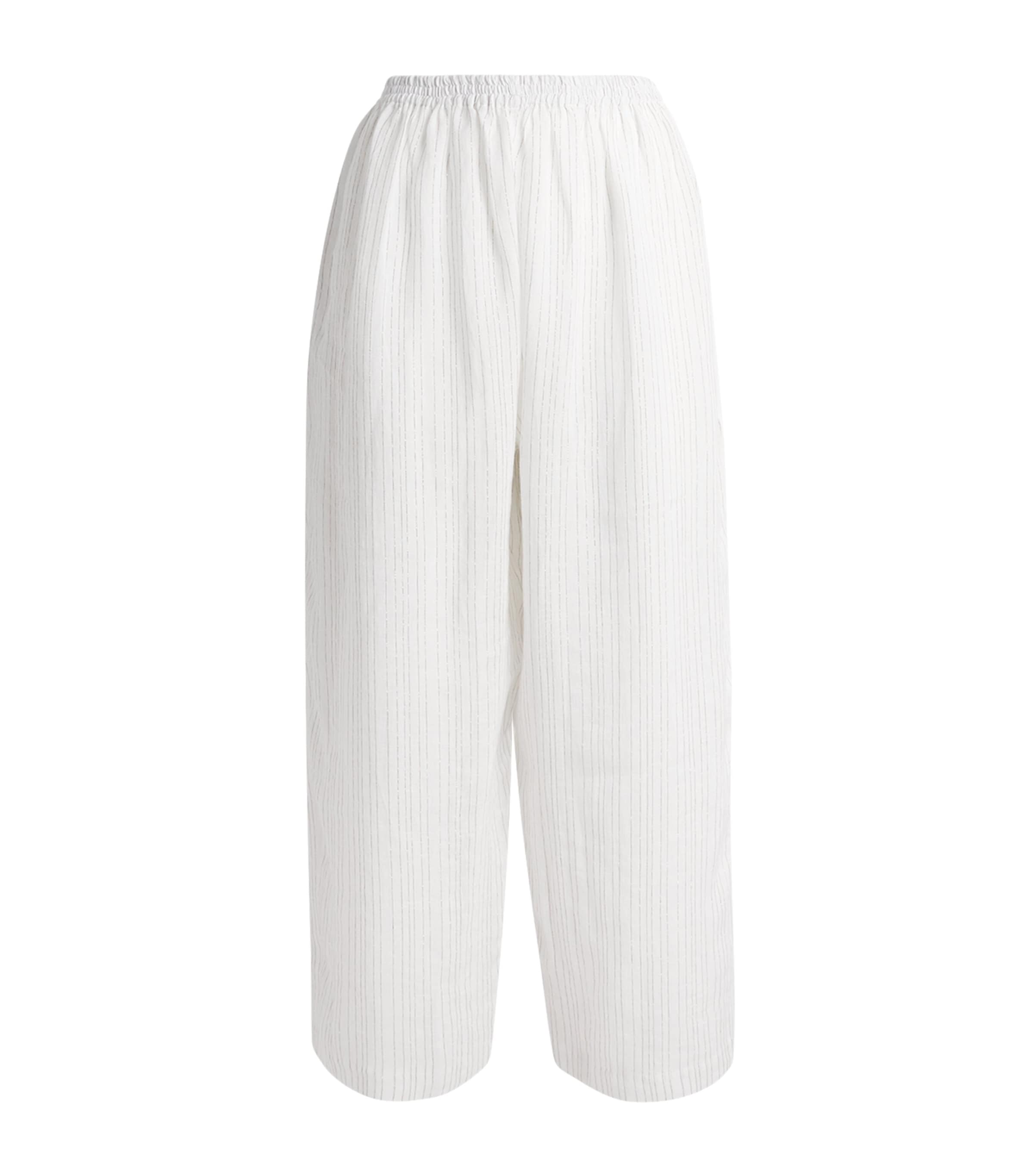Eskandar Womens Linen-Blend Japanese Trousers White Image 1