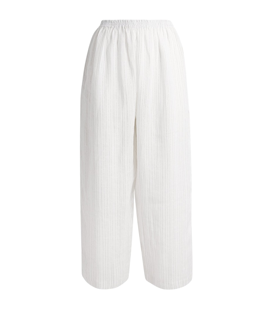 Eskandar Womens Linen-Blend Japanese Trousers White Image 1