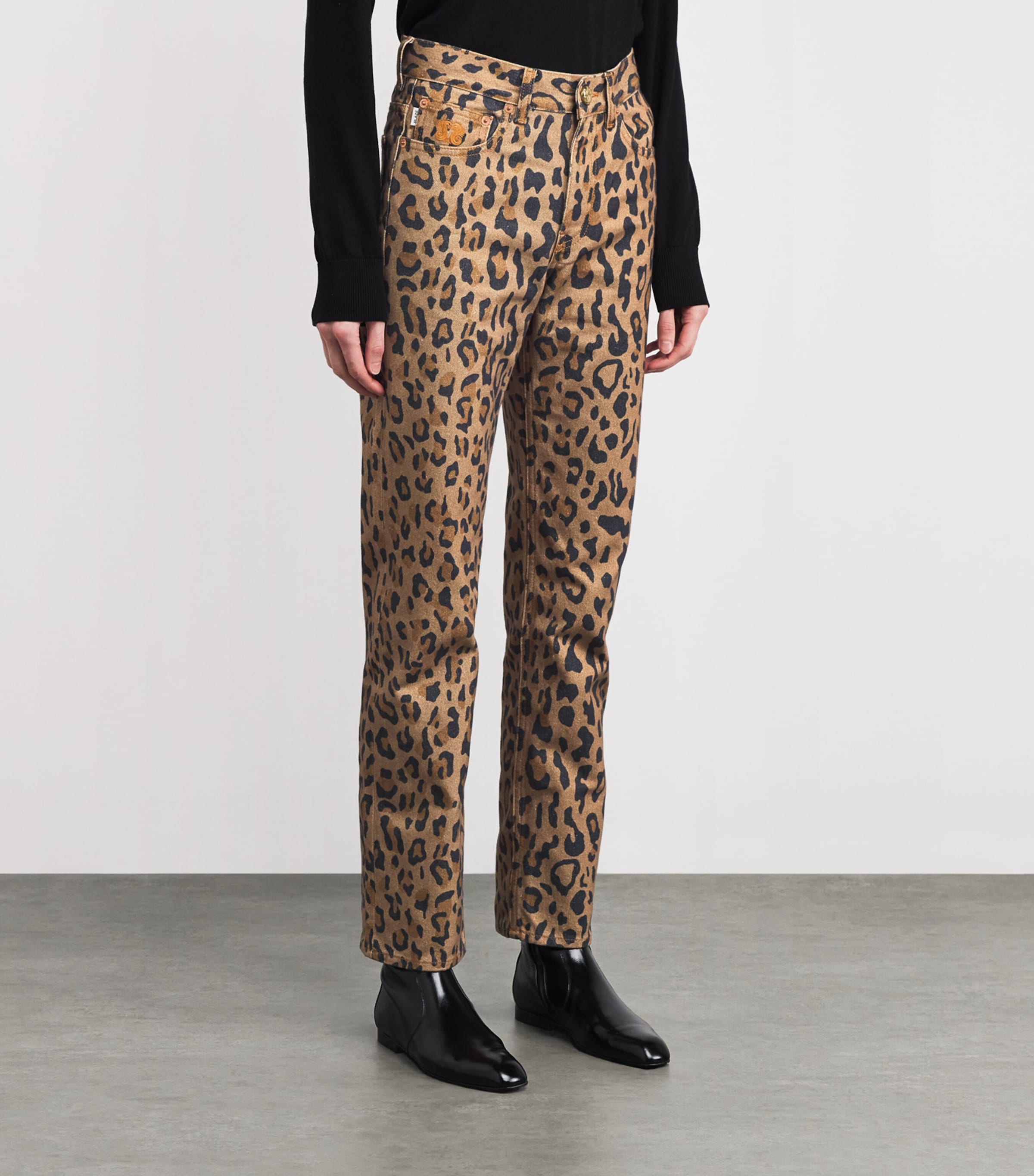 Simba Leopard Print High-Rise Jeans F000 CAMEL Image 3