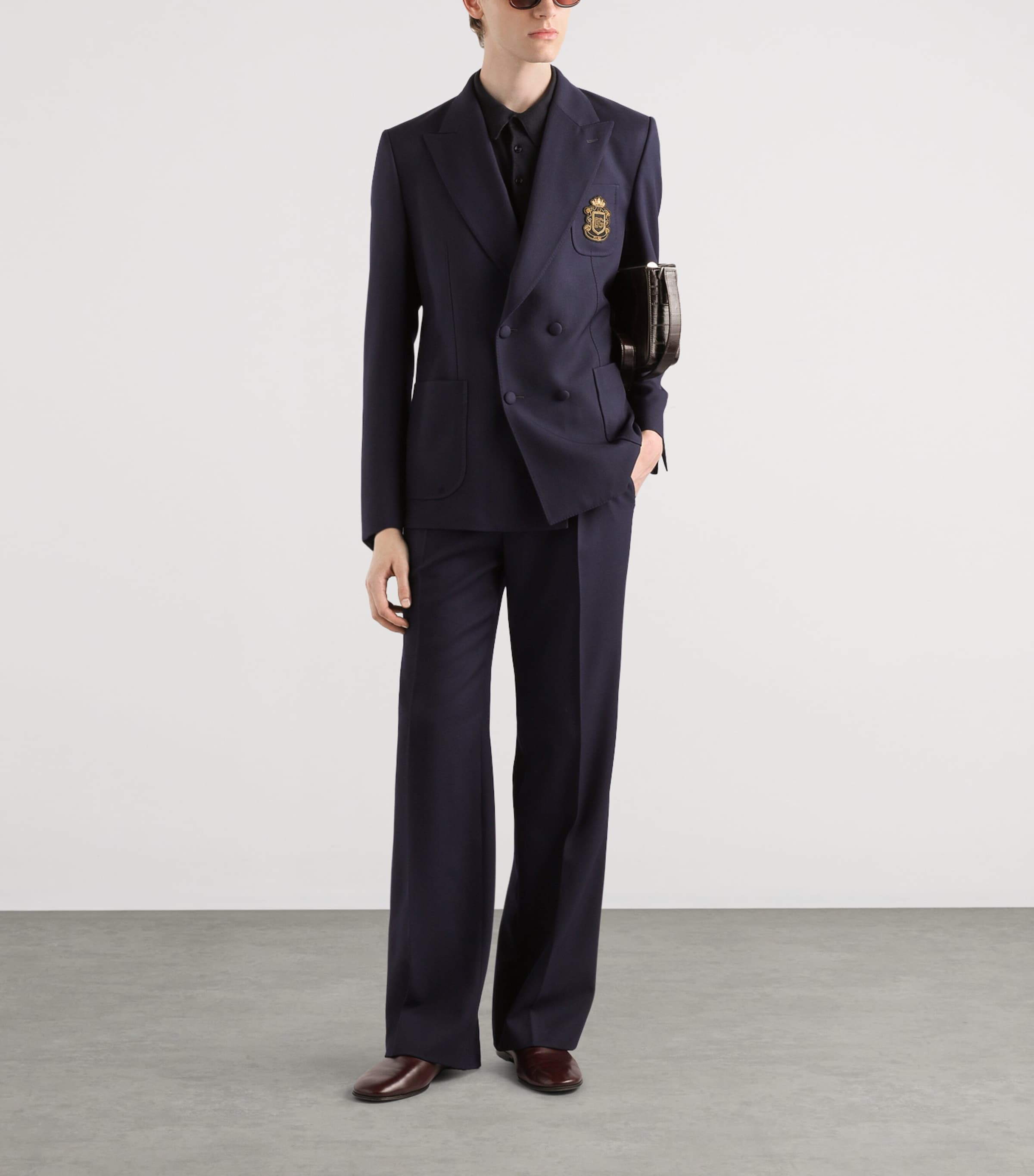 Dolce&Gabbana Mens Virgin Wool Pleated Trousers Dark Blue Image 2
