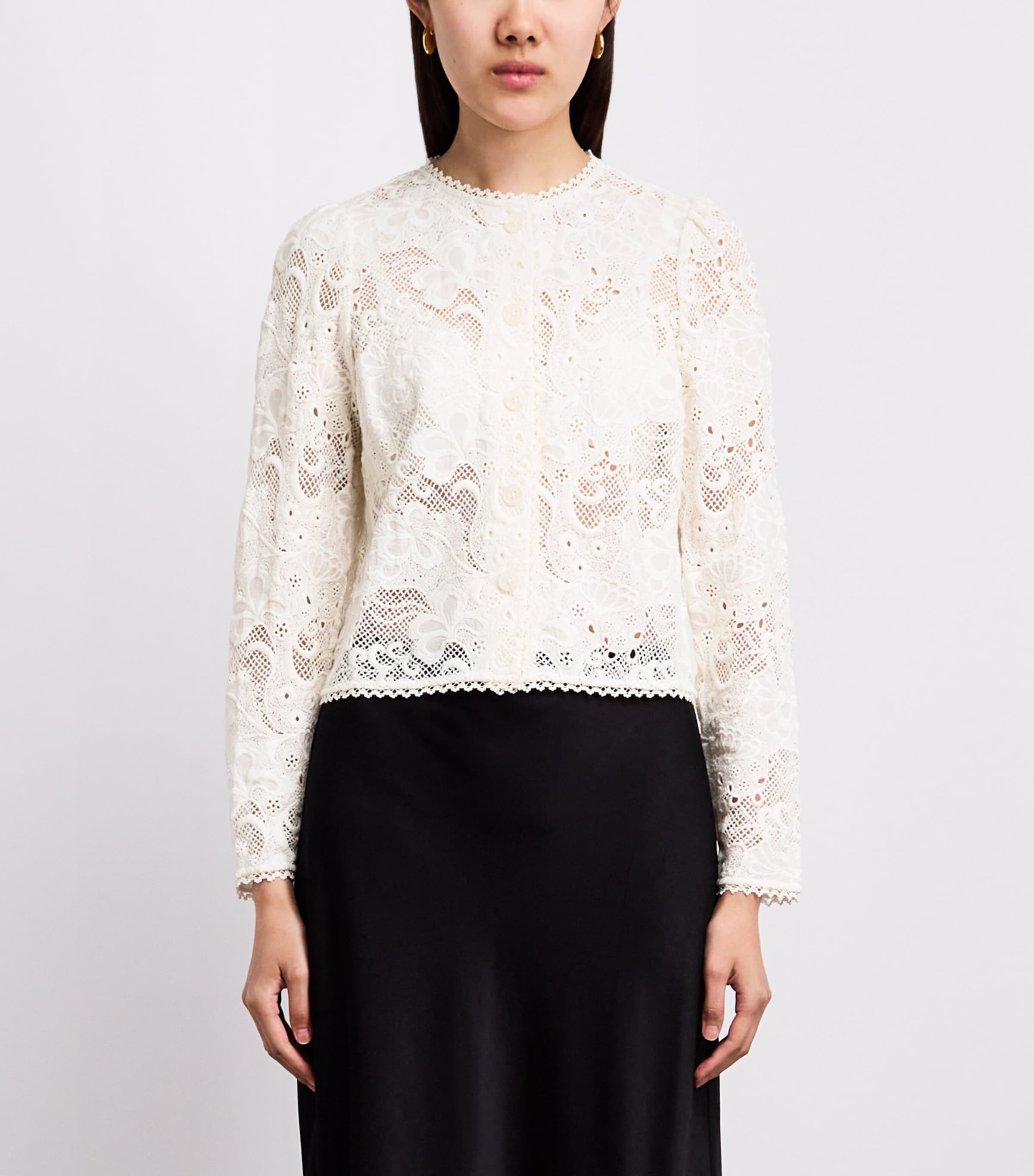 ME+EM Womens Lace Cropped Jacket Light Cream Image 4