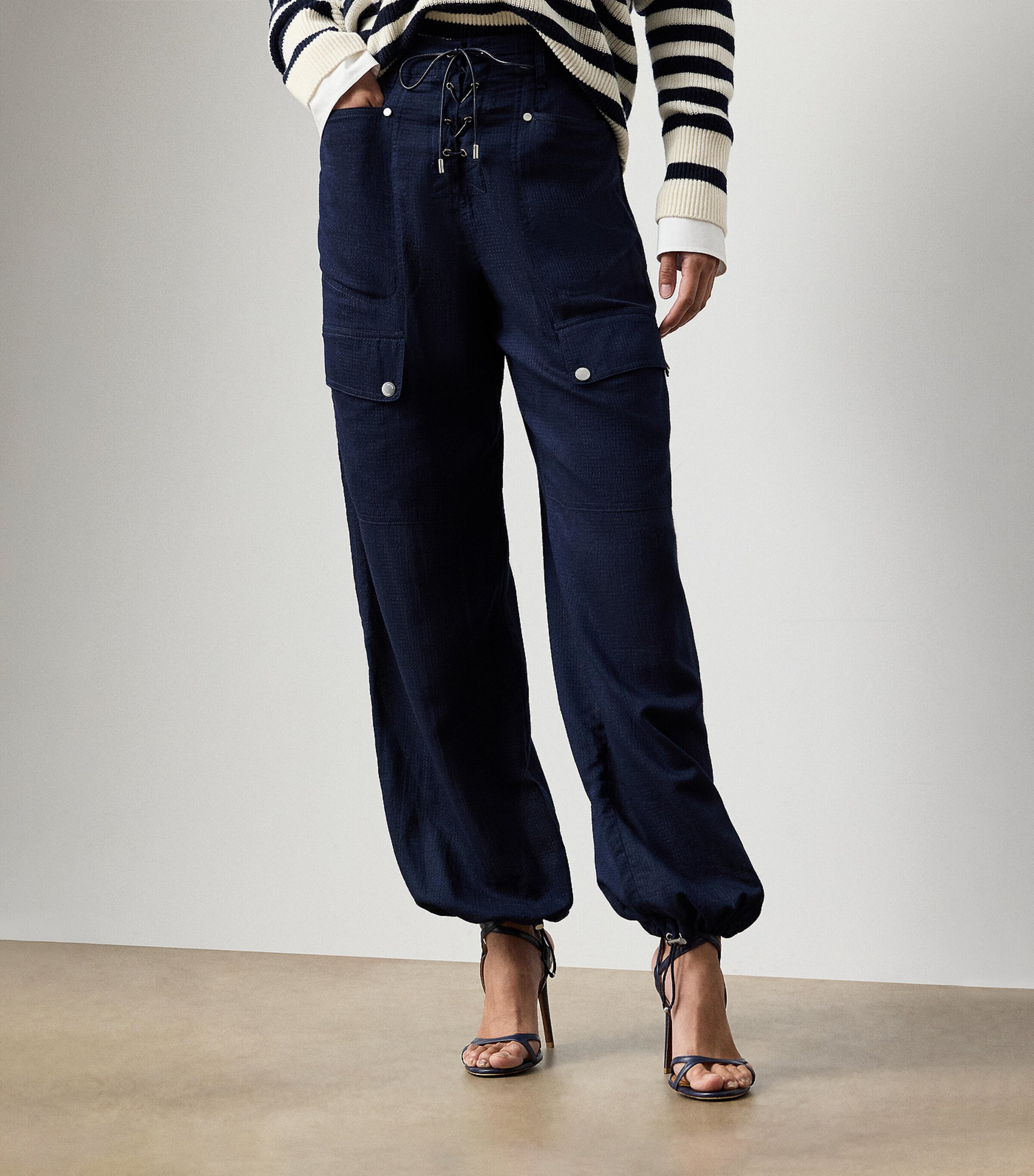 Ralph Lauren Collection Womens Ripstop Briella Cargo Trousers Navy Image 4