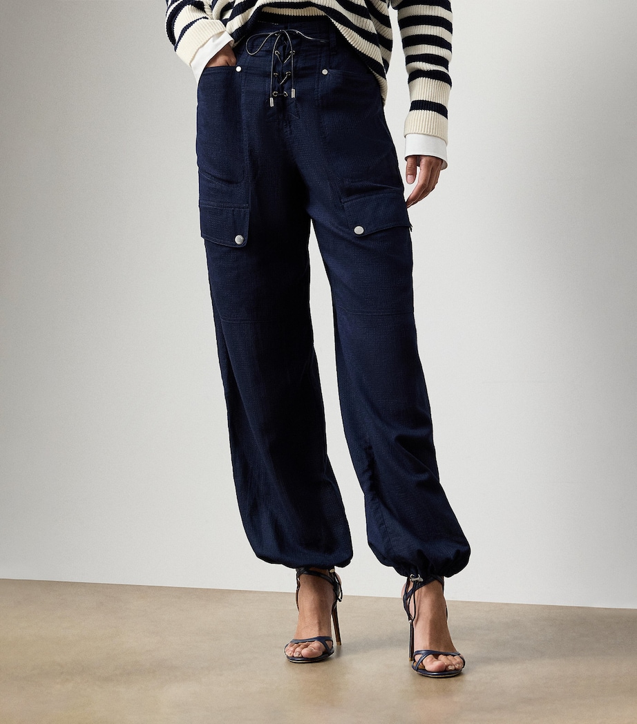 Ralph Lauren Collection Womens Ripstop Briella Cargo Trousers Navy Image 4