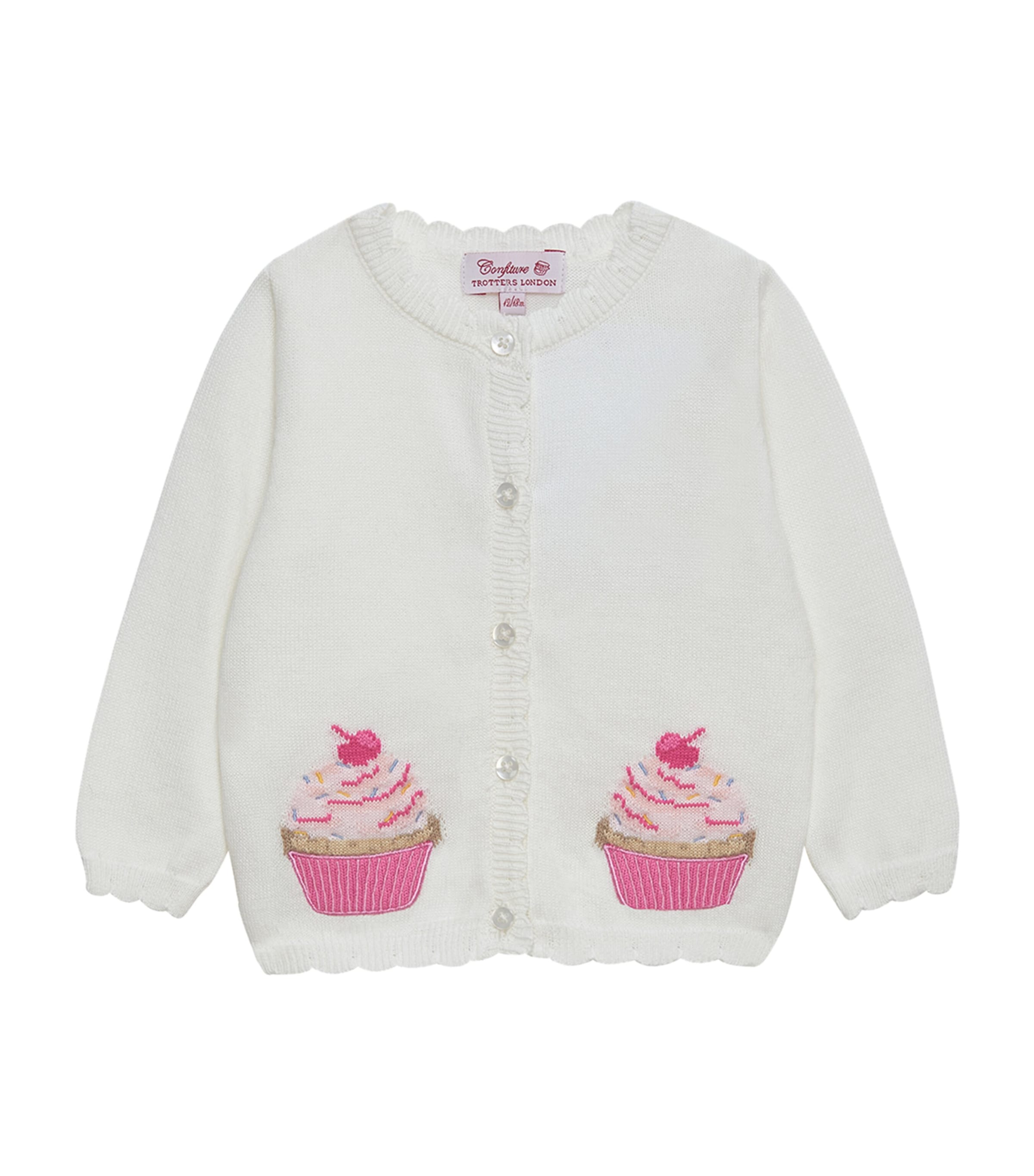 Trotters Cotton Cupcake Cardigan In White